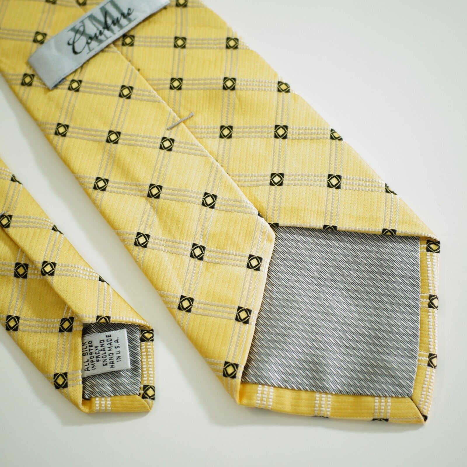 XMI Platinum XMI Couture Yellow Woven Geometric Wide USA Silk Tie Size ONE SIZE - 5 Thumbnail