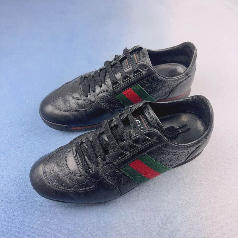 Gucci Gucci Black Leather Casual Sneakers Size US 8.5 / EU 41-42 - 1 Thumbnail