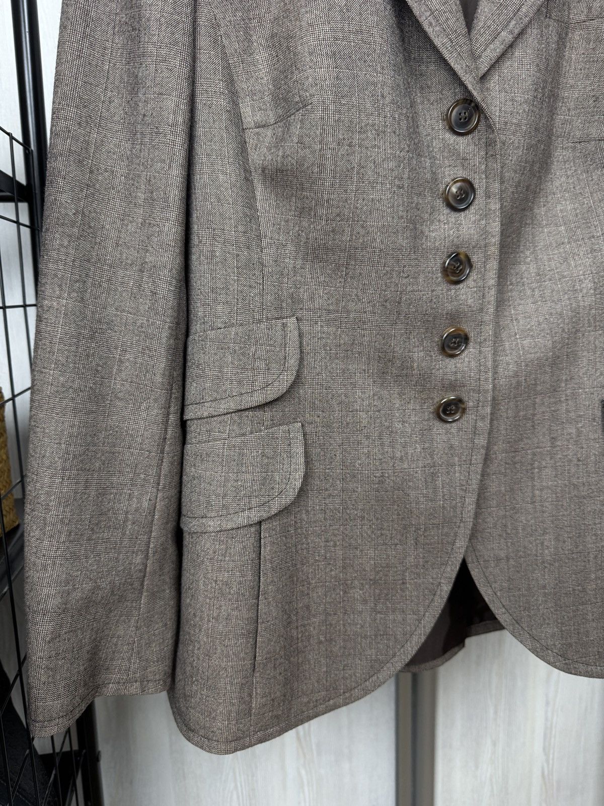 Akris Akris beige brown 50s style wool checkered blazer Size XL / US 12-14 / IT 48-50 - 6 Thumbnail