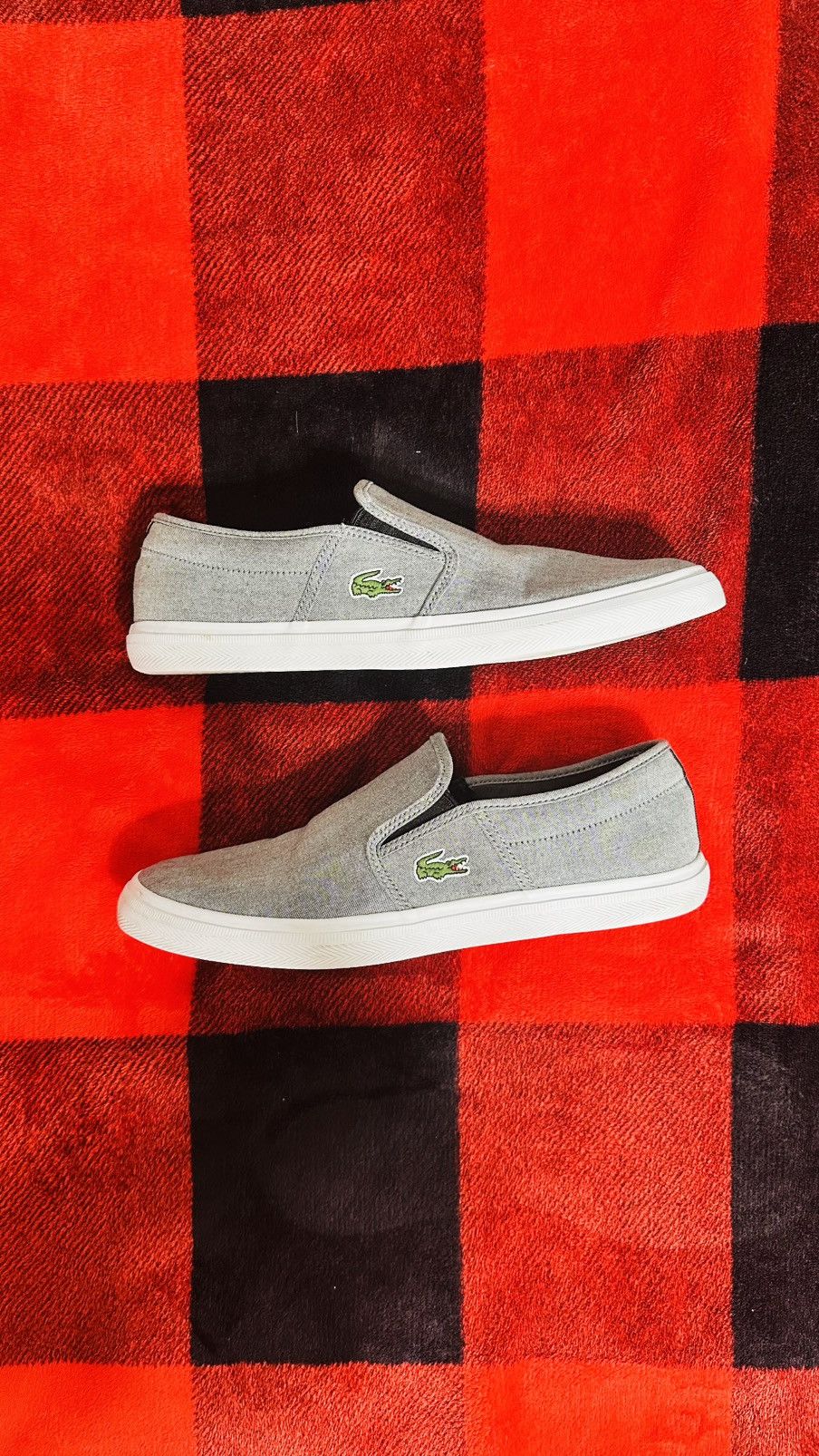 Lacoste Lacoste Men’s Gazon Sport Gray Canvas Slip-On Shoes Size US 9 / EU 42 - 1 Thumbnail