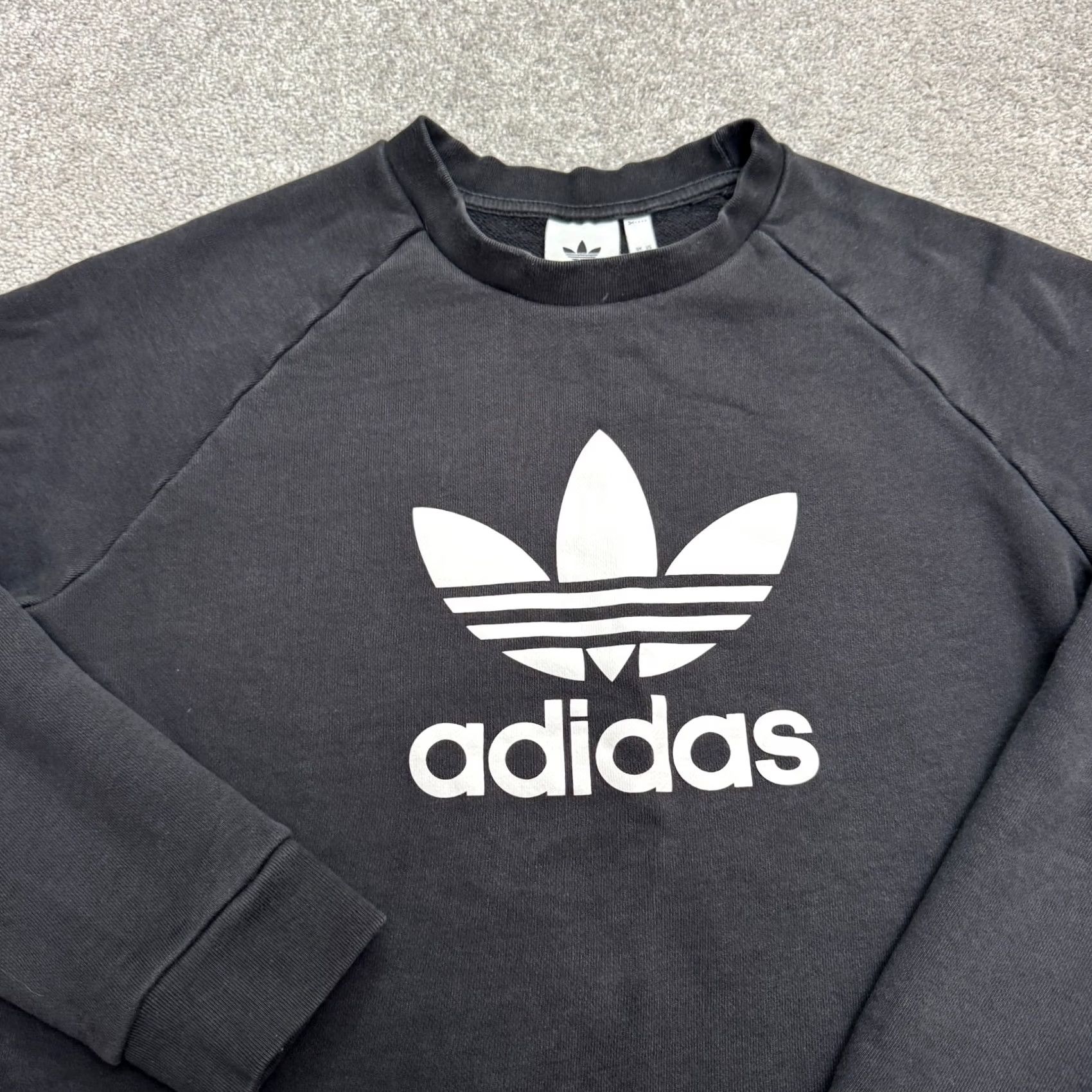 Adidas Adidas Originals Trefoil Logo Graphic Pullover Sweatshirt Men Large Black Raglan Size US L / EU 52-54 / 3 - 3 Thumbnail