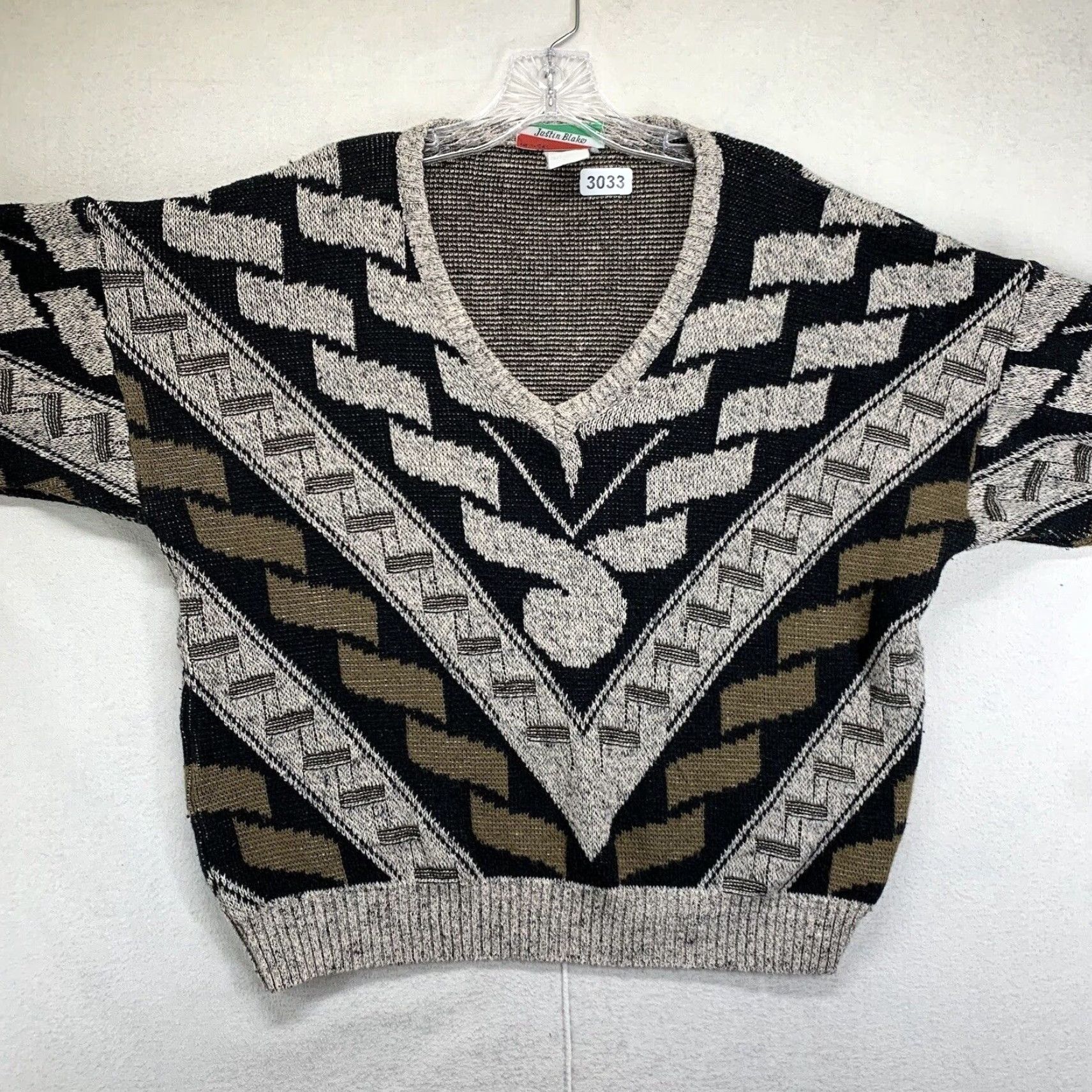 Vintage Vintage Justin Blake Sweater Men Large Pullover 90s Grunge Geometric Chunky Knit Fall Winter Size US L / EU 52-54 / 3 - 2 Thumbnail