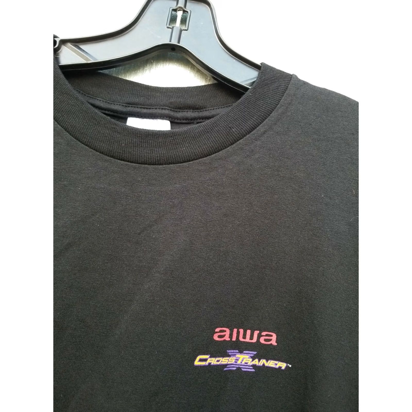 Anvil VINTAGE 90s AIWA ABUSER FRIENDLY CROSS TRAINER SKATE ROLLERBLADES Large Shirt USA Friends Graphic Tee Black L Men Short Sleeve 100% Cotton Deadstock Size US L / EU 52-54 / 3 - 3 Thumbnail