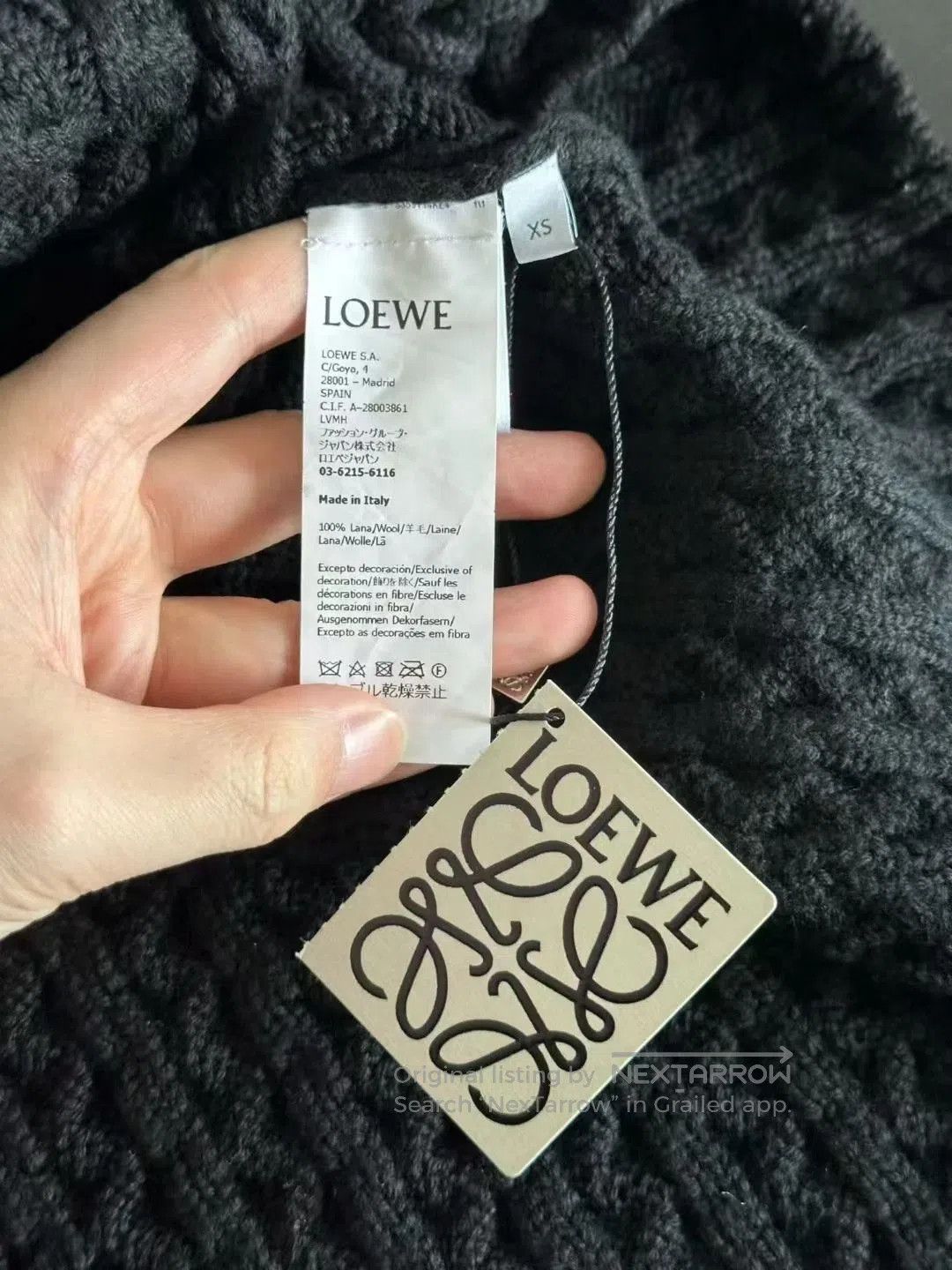 Loewe Loewe Black Cable-Knit Large Logo Wool Vest. Size XS / US 0-2 / IT 36-38 - 4 Thumbnail