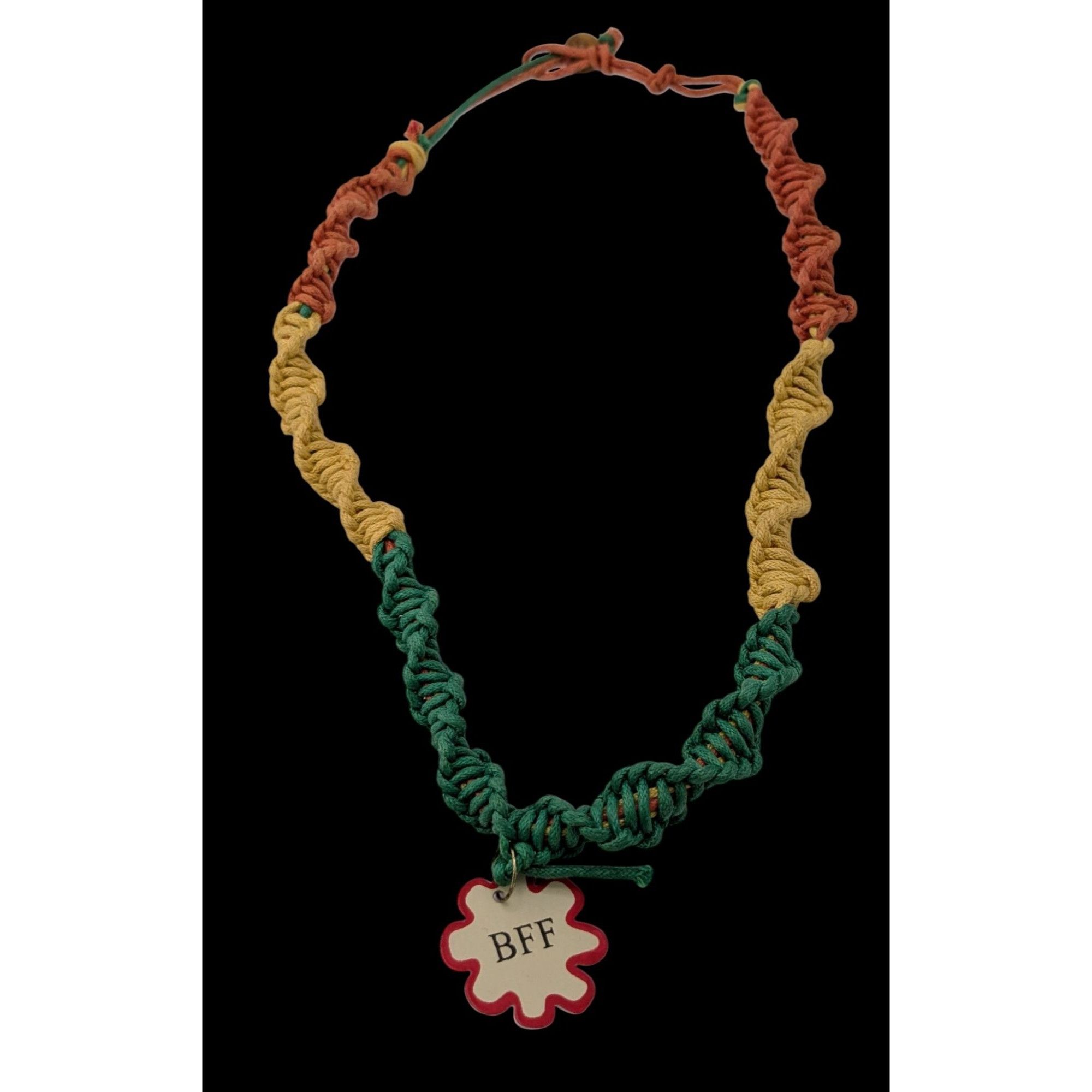 Handmade Handmade BFF Multicolor Macrame Necklace With Flower Charm Size ONE SIZE - 2 Thumbnail