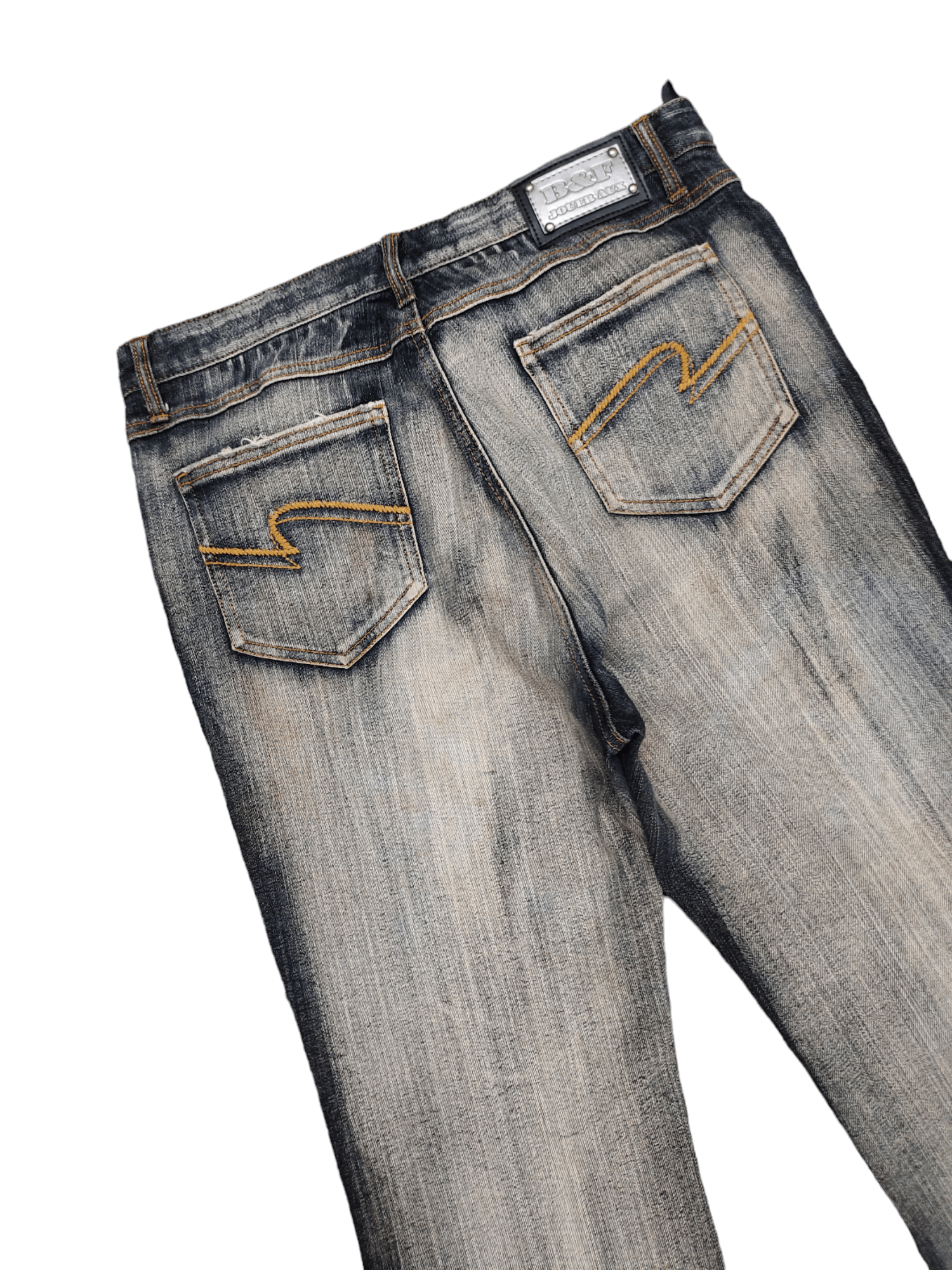 If Six Was Nine × Le Grande Bleu (L.G.B.) × Tornado Mart Flare Jeans Jouer Aur Faded Wash Denim Bootcut Y2k Size US 32 / EU 48 - 15 Thumbnail