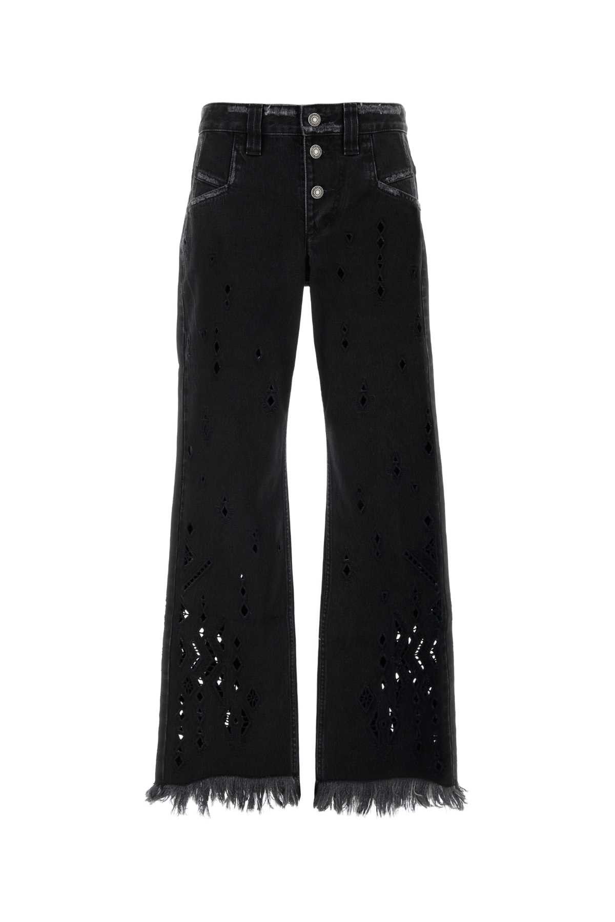 Isabel Marant Black Denim Amie Wide-Leg Jeans Size 28" / US 6 / IT 42 - 1 Thumbnail