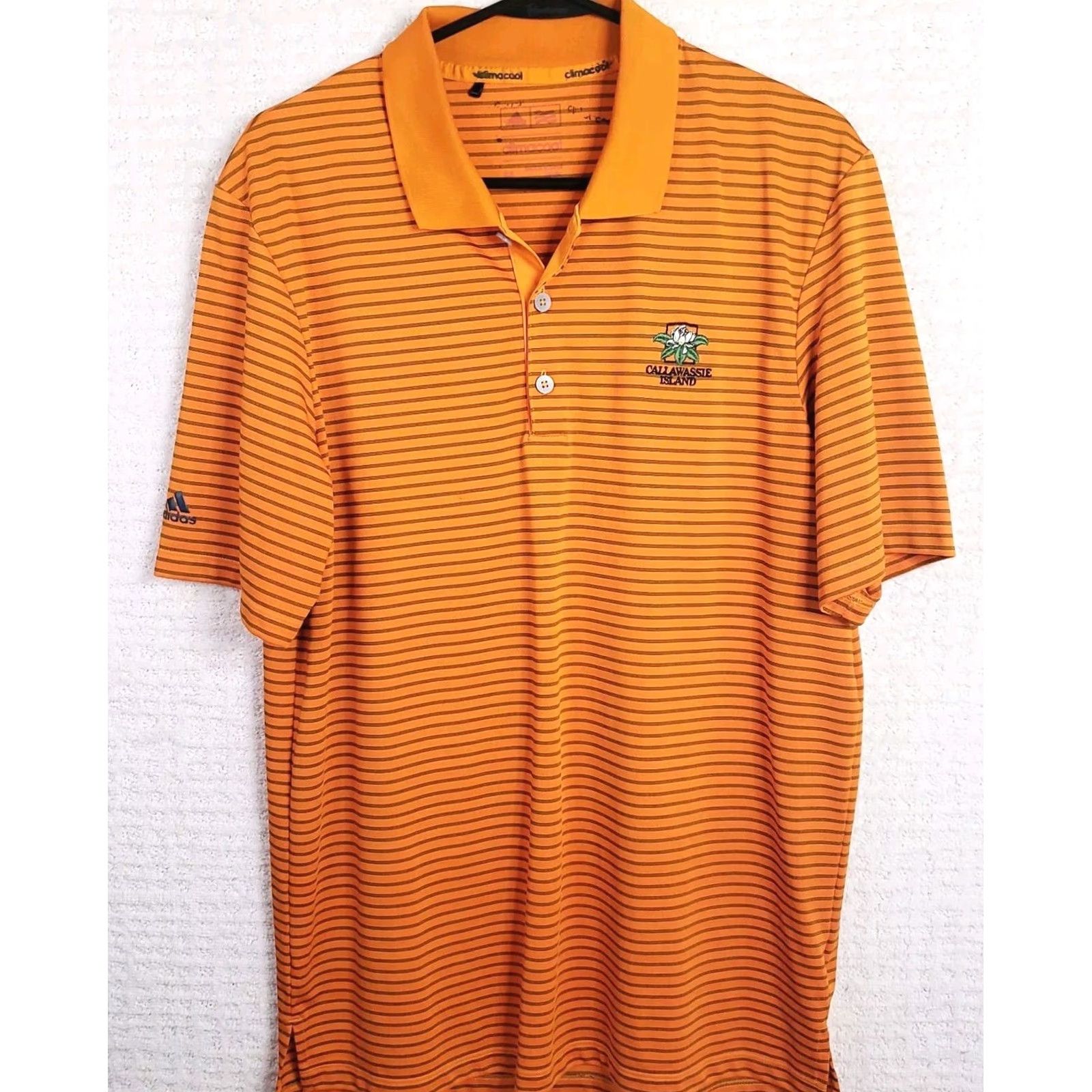 Adidas Adidas Polo Golf Shirt Short Sleeve Orange Striped Climacool M Mens VINTAGE? Size US M / EU 48-50 / 2 - 2 Thumbnail