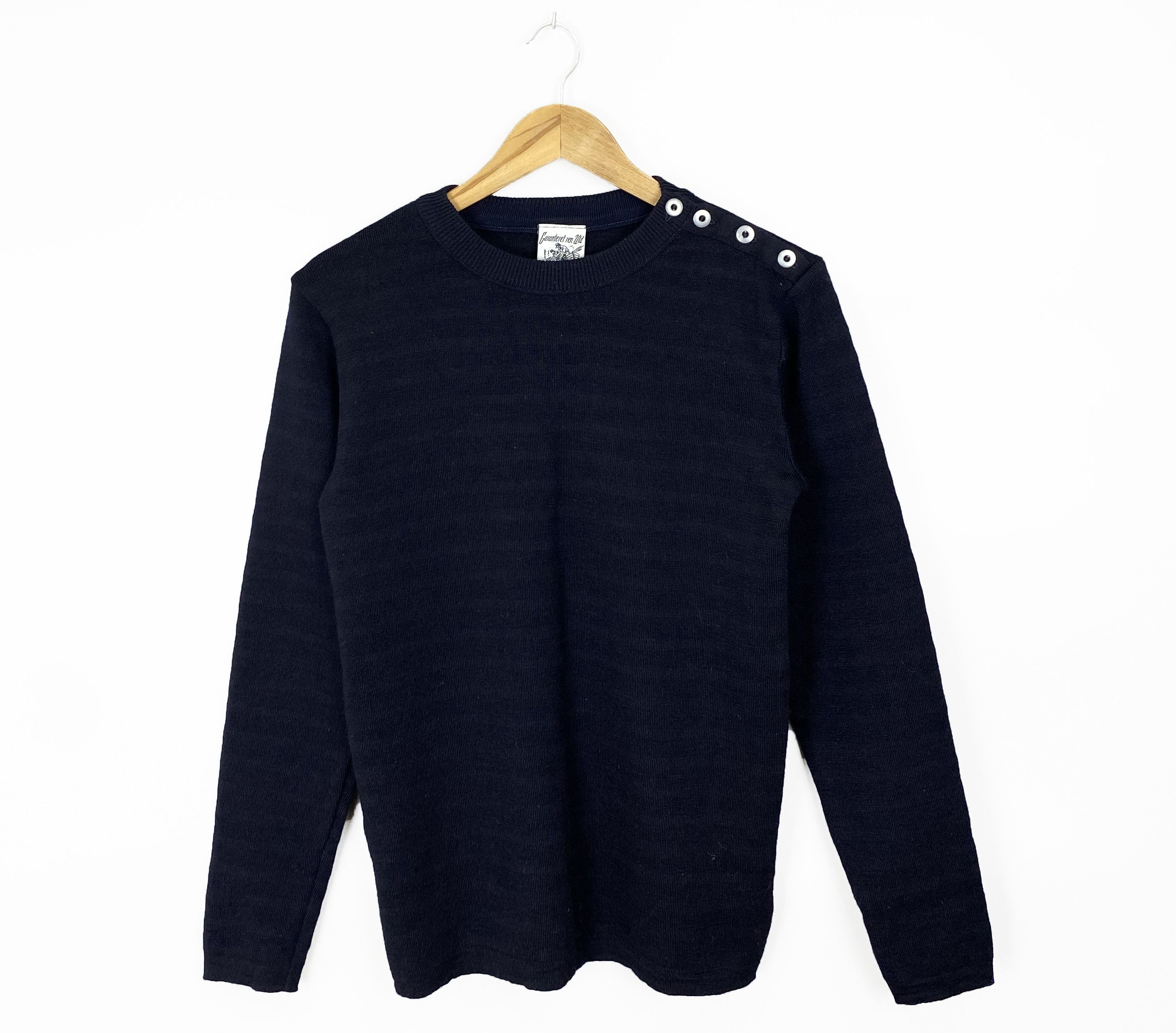 image of S N S Herning S.n.s. Herning Fisherman Virgin Wool Navy Sweater, Men's (Size Medium)