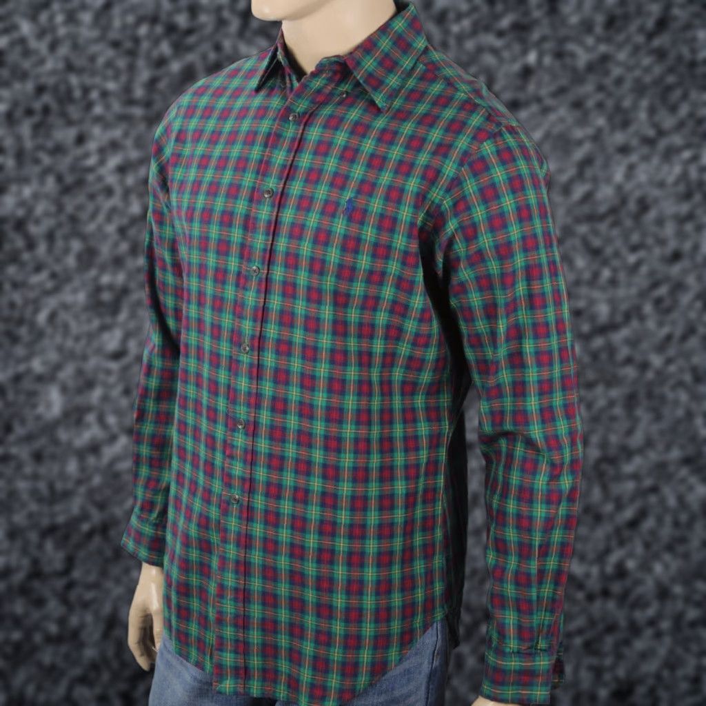 Ralph Lauren Ralph Lauren Dress Shirt Red Green Plaid Classic Blue Pony NWT Size 40R - 1 Preview
