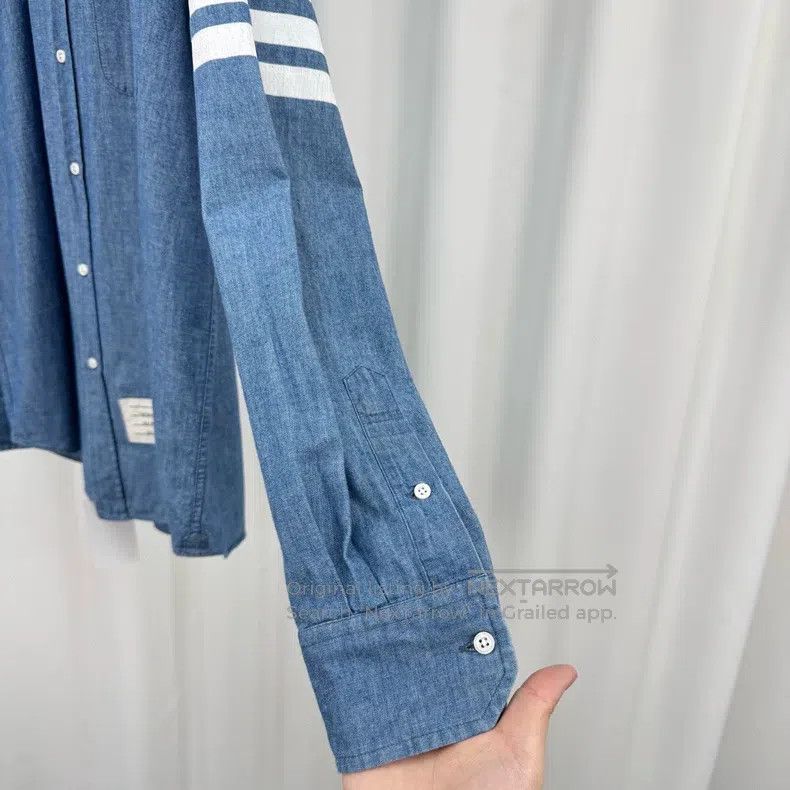 Thom Browne Thom Browne Blue Denim Shirt Size US XL / EU 56 / 4 - 4 Thumbnail