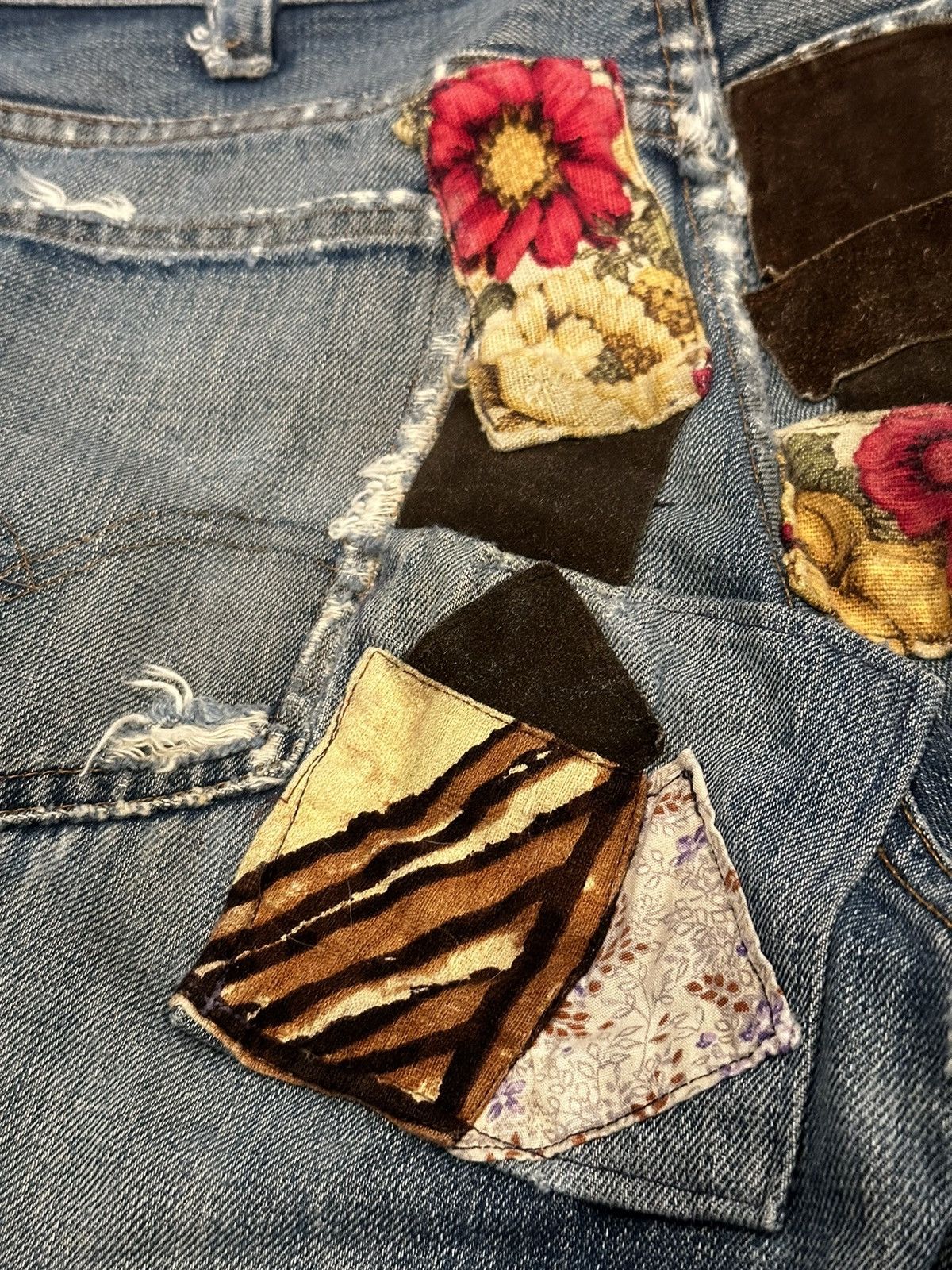 Levi's × Vintage Vintage 70’s Patchwork Big E Flared Orange Tab Levis Size US 29 - 8 Thumbnail