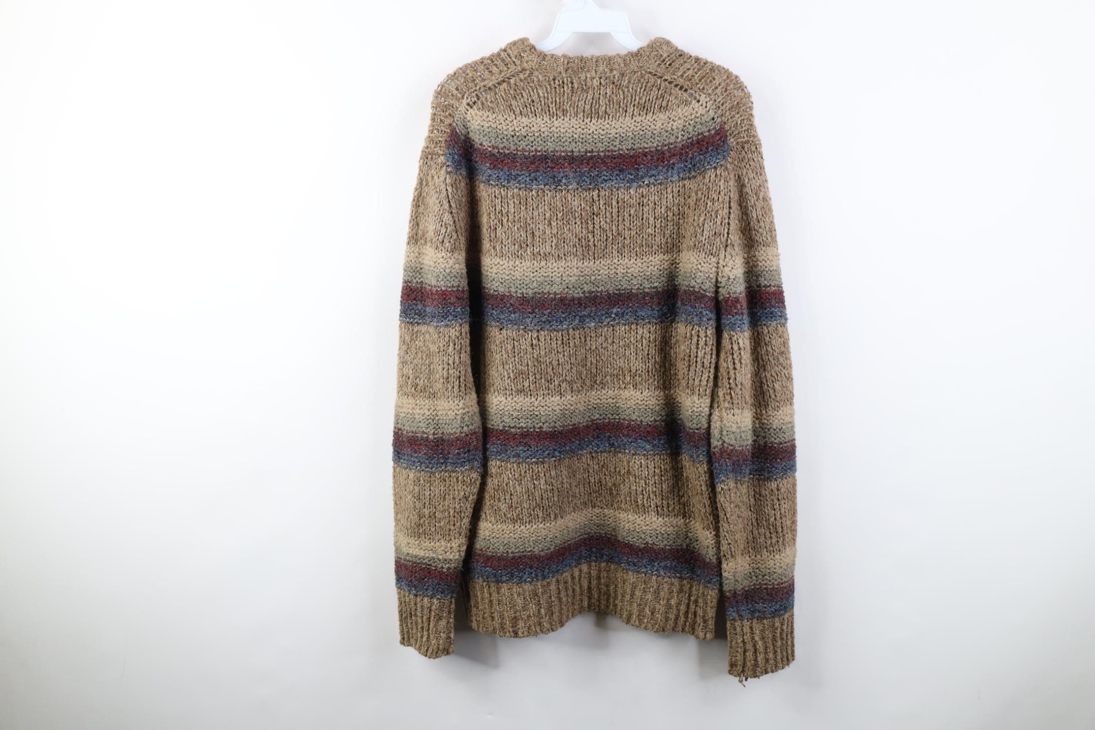 Vintage Vintage 90s Streetwear Tone Striped Hand Loomed Knit Sweater Size L / US 10 / IT 46 - 9 Thumbnail