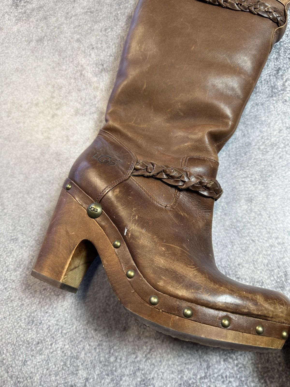 Ugg × Vintage Y2K Vintage Leather UGG High Boots Streetwear Rare USA 9 Size US 9 / IT 39 - 3 Thumbnail