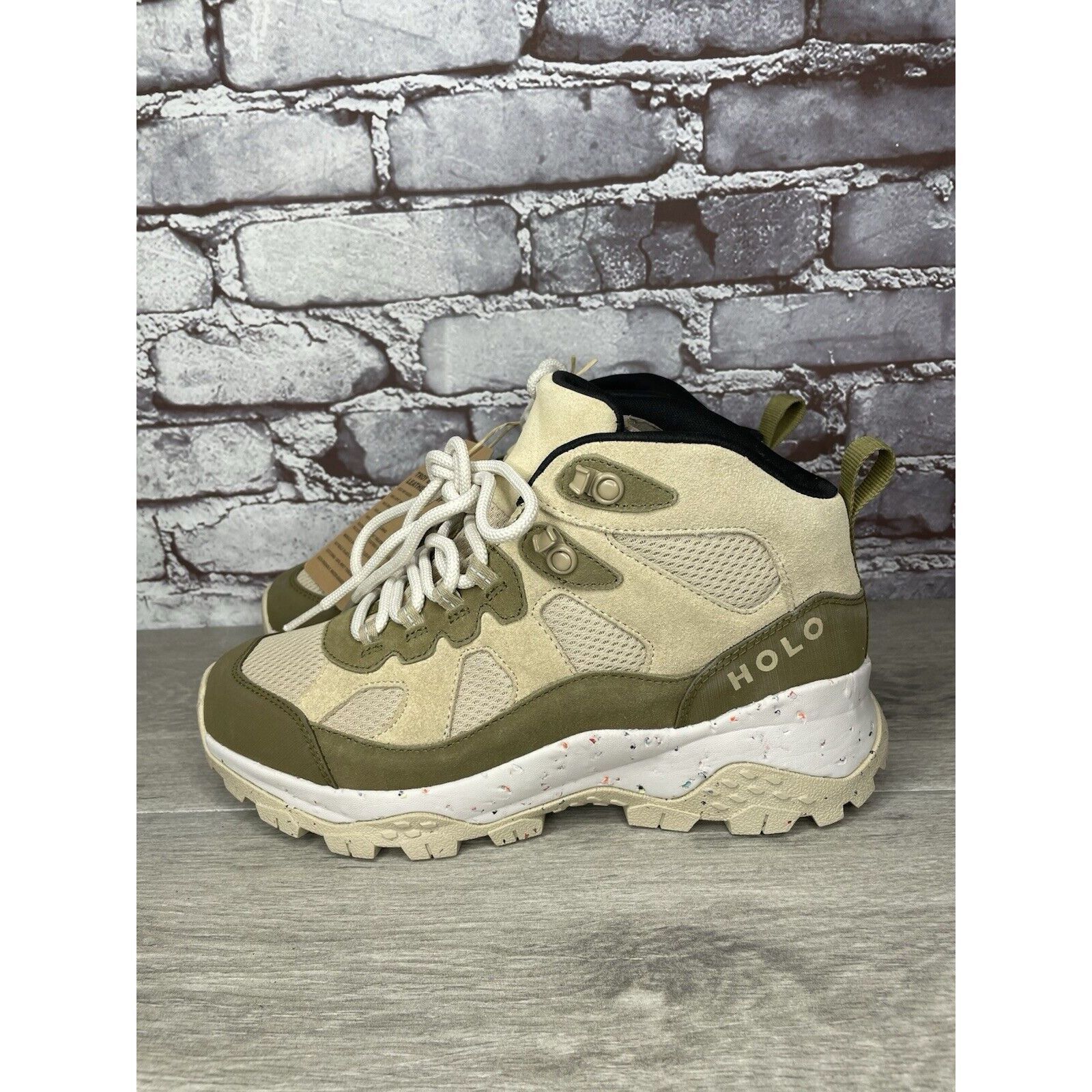 Halo Holo Footwear Troy Eco Leather Mid WP Hiking Boots Khaki Wom Size US 9 / IT 39 - 14 Thumbnail