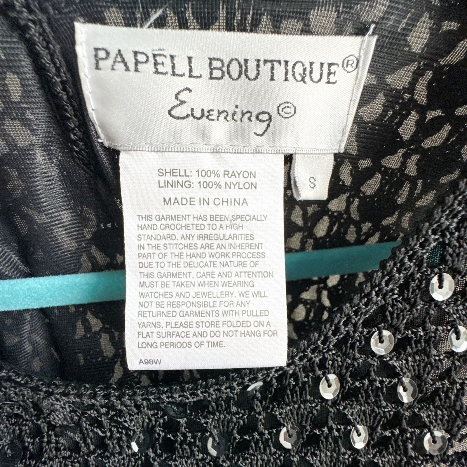 Other Vintage Papell Boutique Evening Black Sequin Top Crochet Size S / US 4 / IT 40 - 3 Thumbnail