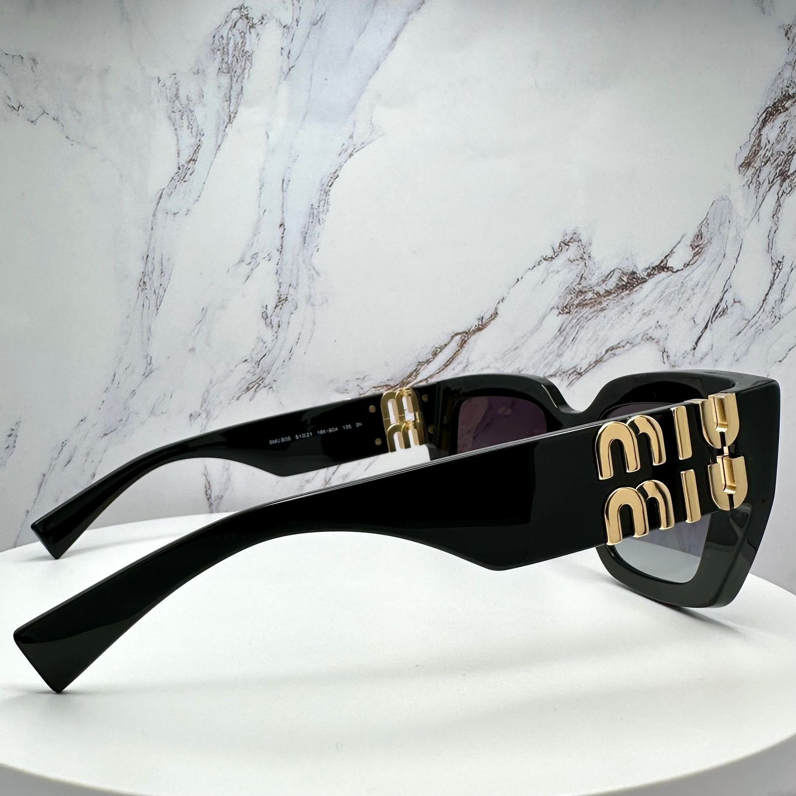 Miu Miu New MIU MIU Sunglasses Black Square Gold Metal Authentic Size ONE SIZE - 6 Thumbnail
