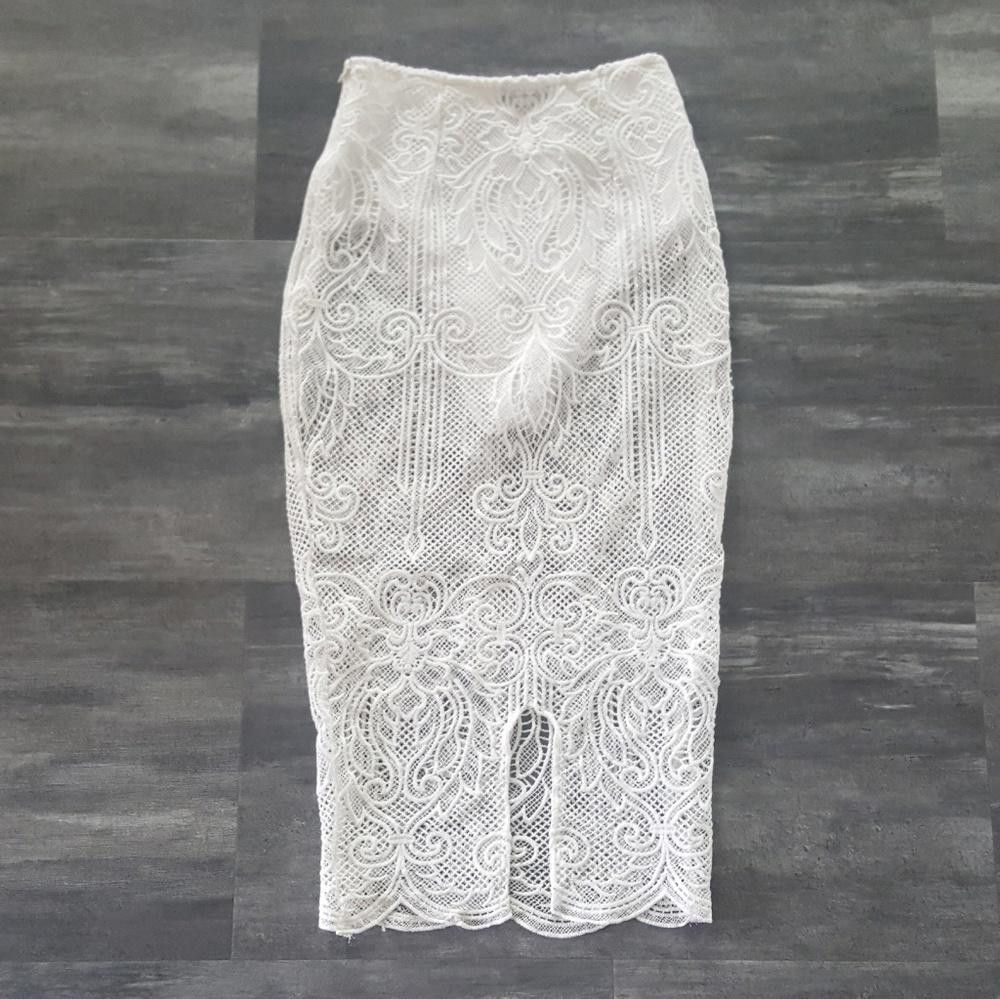 Designer White Classic PrettyLittleThing High Waisted Midi Size 28" / US 6 / IT 42 - 2 Thumbnail
