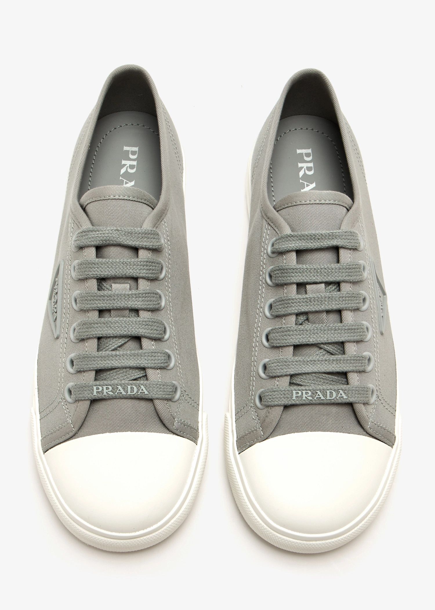 Prada o1mt1gz0526 Cotton Gabardine Sneakers in Grey/White Size US 8 / EU 41 - 4 Thumbnail