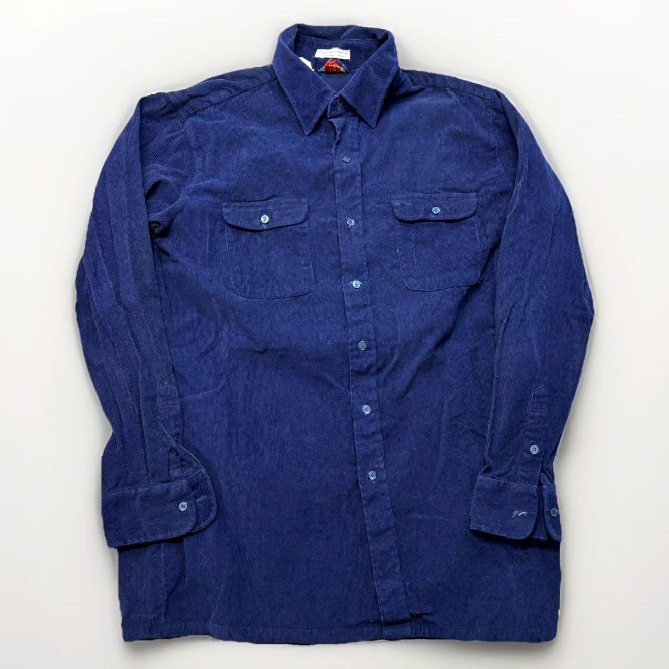 Vintage VINTAGE Country Touch Corduroy Western Shirt Large Tall Blue Pockets 70s Men Button-Up Shirt (LT) Boys Mens Waxed? Size US L / EU 52-54 / 3 - 2 Thumbnail