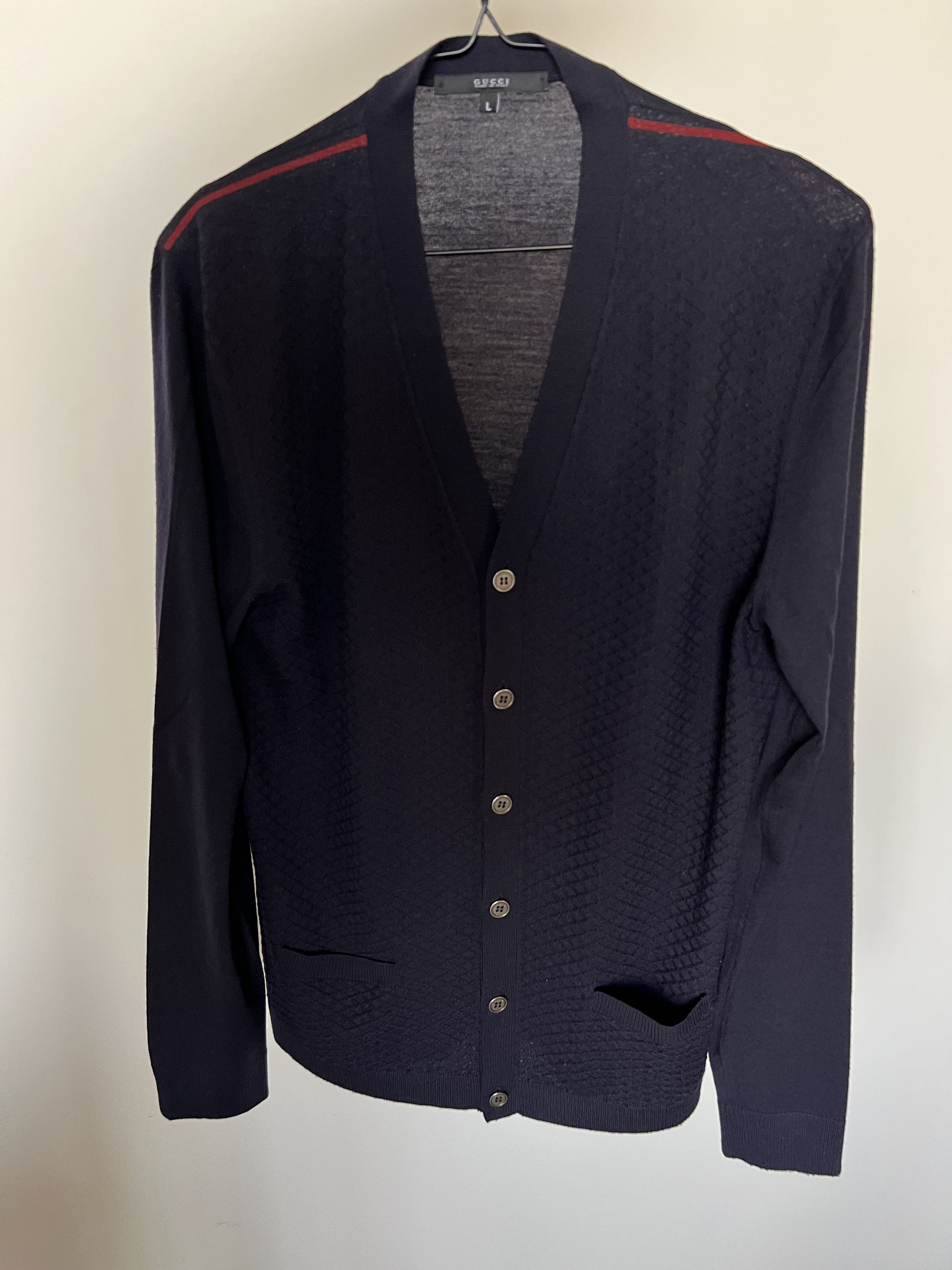 Gucci Gucci Blue Wool Cardigan Size US L / EU 52-54 / 3 - 1 Thumbnail