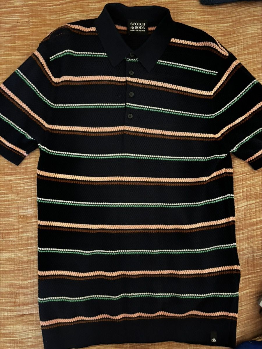 Scotch & Soda Striped Knit Polo Size US L / EU 52-54 / 3 - 1 Thumbnail