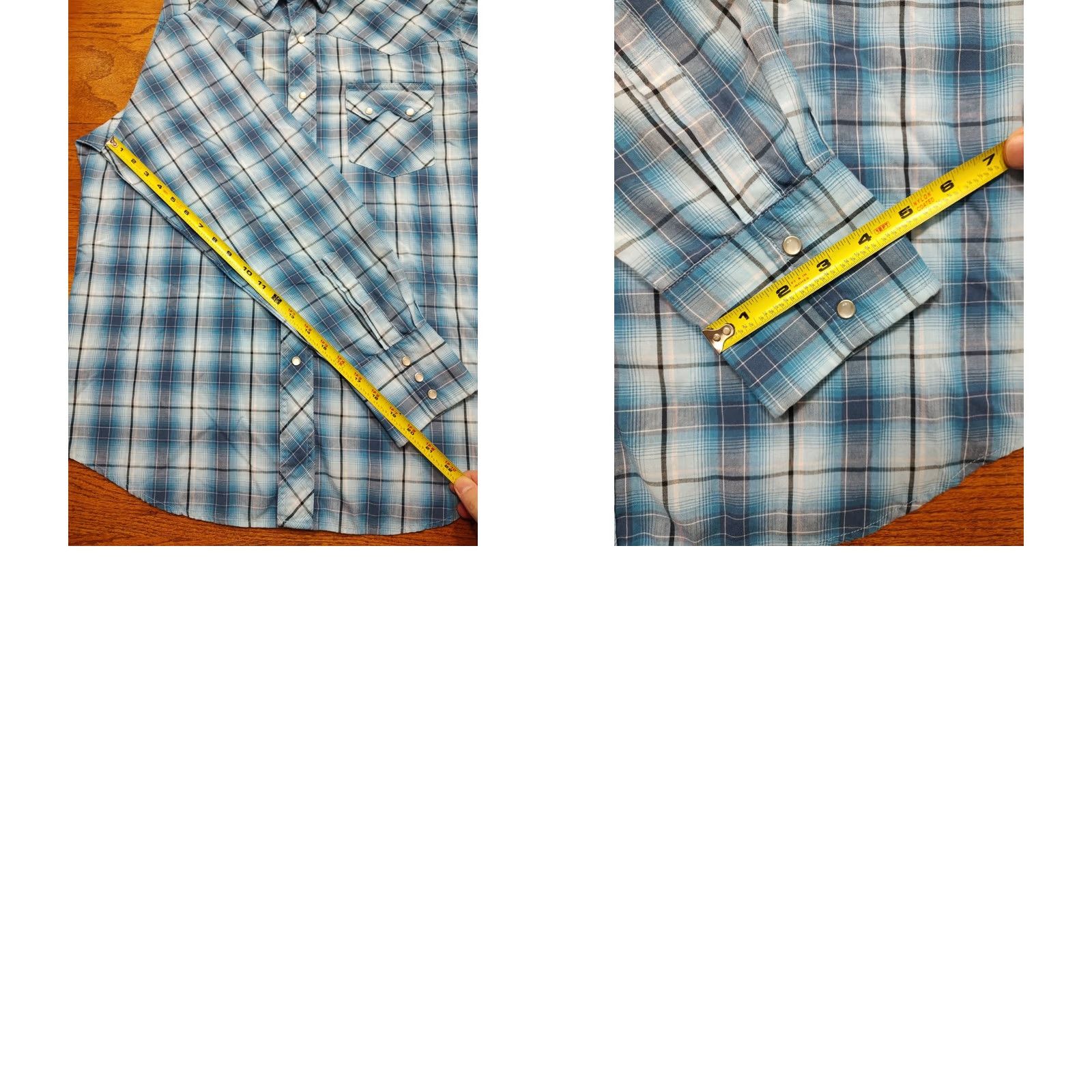 Wrangler Wrangler Shirt Mens XL Blue Plaid Pearl Snap Sawtooth Western Rodeo Cowboy Retro Button-Up Long Sleeve Size US XL / EU 56 / 4 - 8 Thumbnail