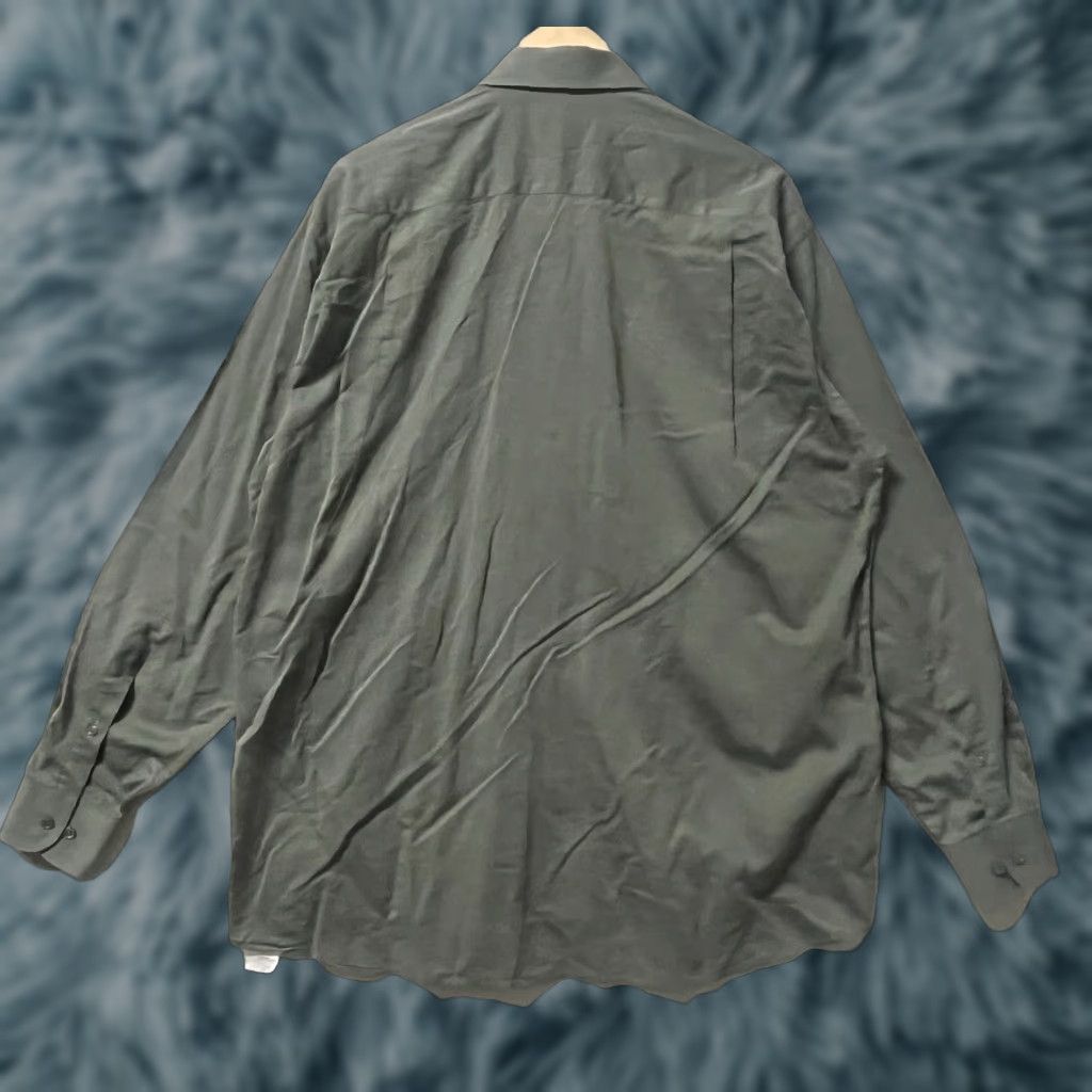 Needles Principe Dress Shirt Men 16 Green 100% Cotton Long Sleeve Collared Button Classic Spread Tailored Regular Size 42R - 1 Thumbnail
