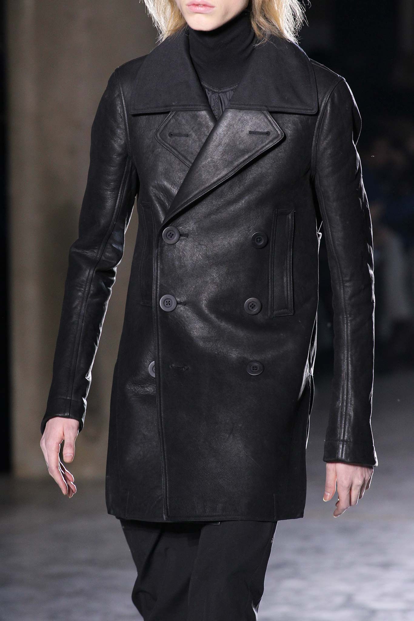 Rick Owens AW 2015 Leather Tub Pea Coat Size US S / EU 44-46 / 1 - 2 Thumbnail