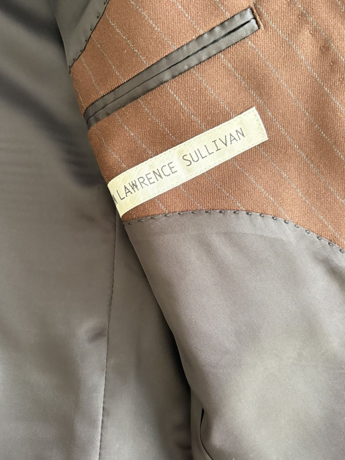 JOHN LAWRENCE SULLIVAN Brown Stripe Single Button Blazer Size 36R - 2 Thumbnail