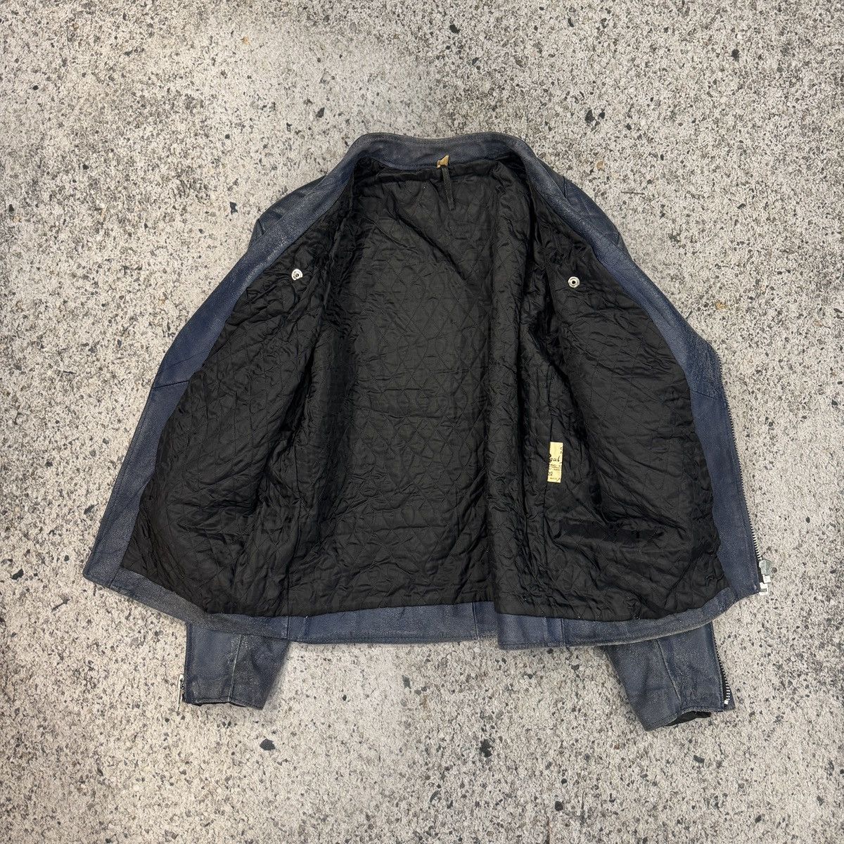 Vintage Faded Washed Blue Leather Moto Zip Jacket ERD Grunge Biker Size US L / EU 52-54 / 3 - 4 Thumbnail