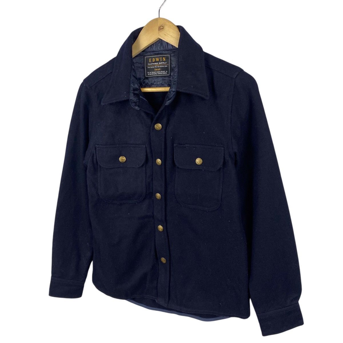 Japanese Brand × Vintage 💥EDWIN WOOL SNAP BUTTON WORKER JACKET Size US S / EU 44-46 / 1 - 2 Thumbnail