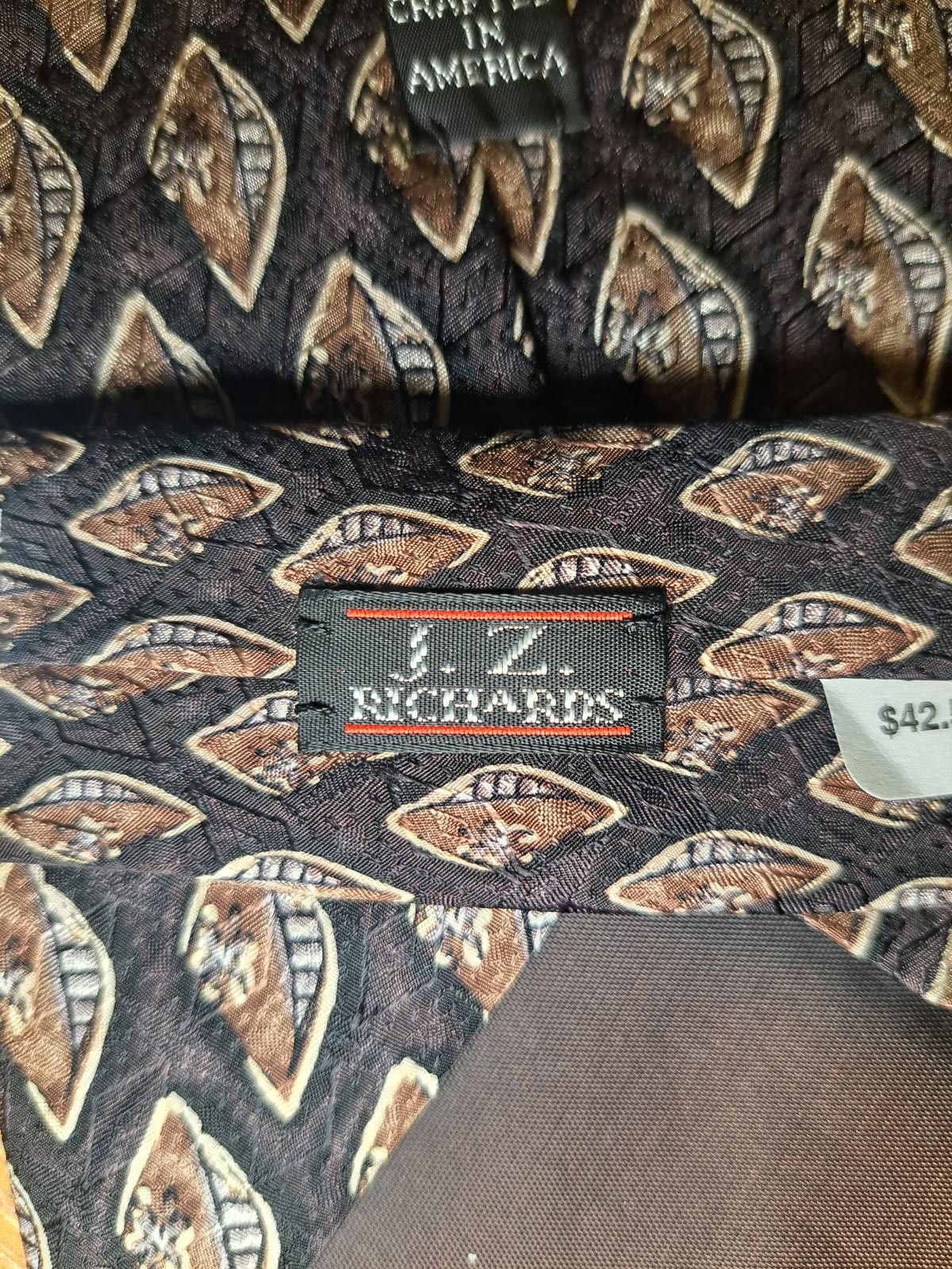 Other NEW VINTAGE JZ Richards 100% Silk Tie Brown Extra Long Size ONE SIZE - 5 Thumbnail