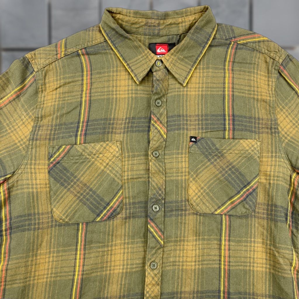 Quiksilver VINTAGE? No. Quiksilver Flannel Shirt Mens Medium Green Plaid Button Up Long Sleeve Pockets Size US XXL / EU 58 / 5 - 1 Thumbnail
