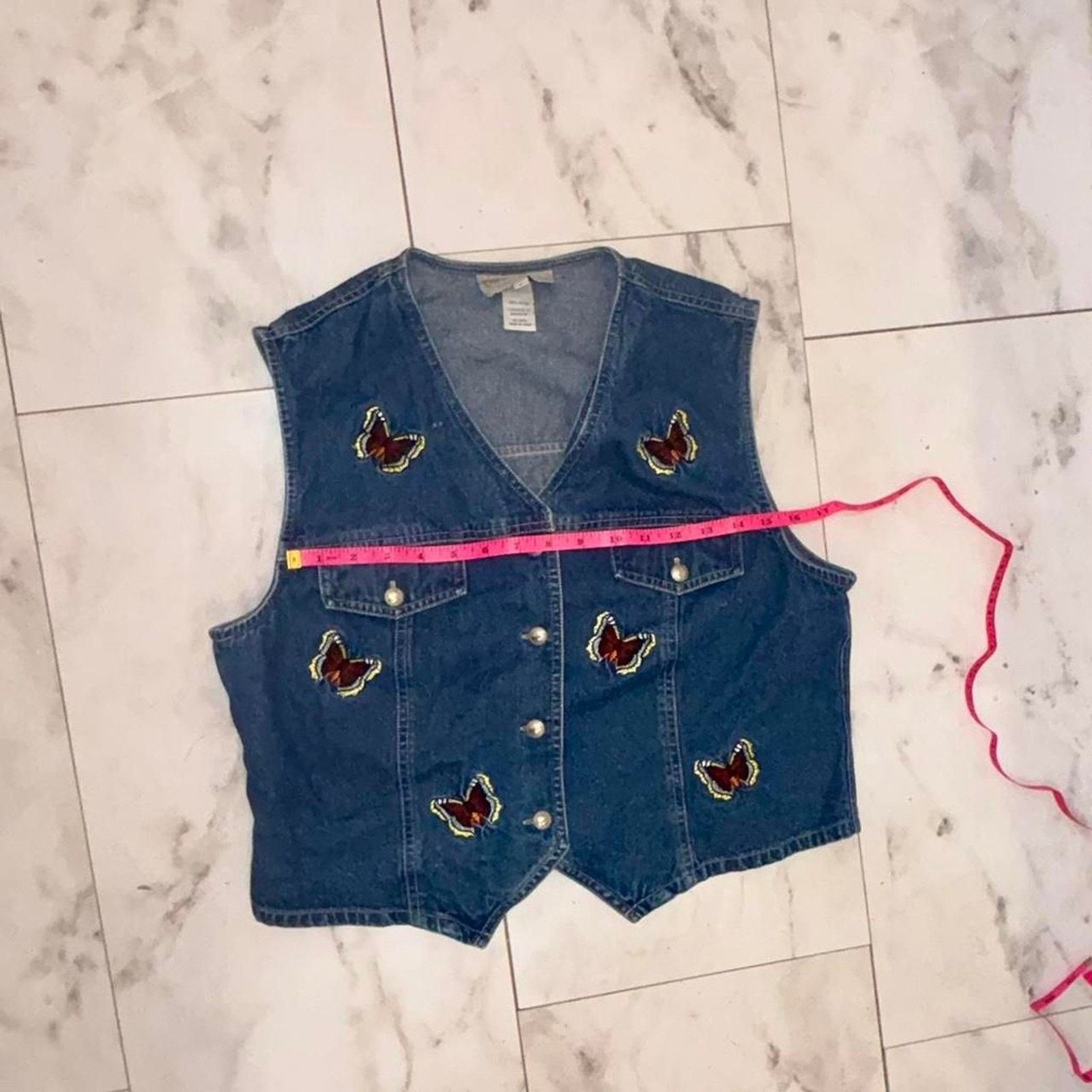 Anthropologie Unbranded Women's Blue and Navy Butterfly Vest Size L / US 10 / IT 46 - 8 Thumbnail