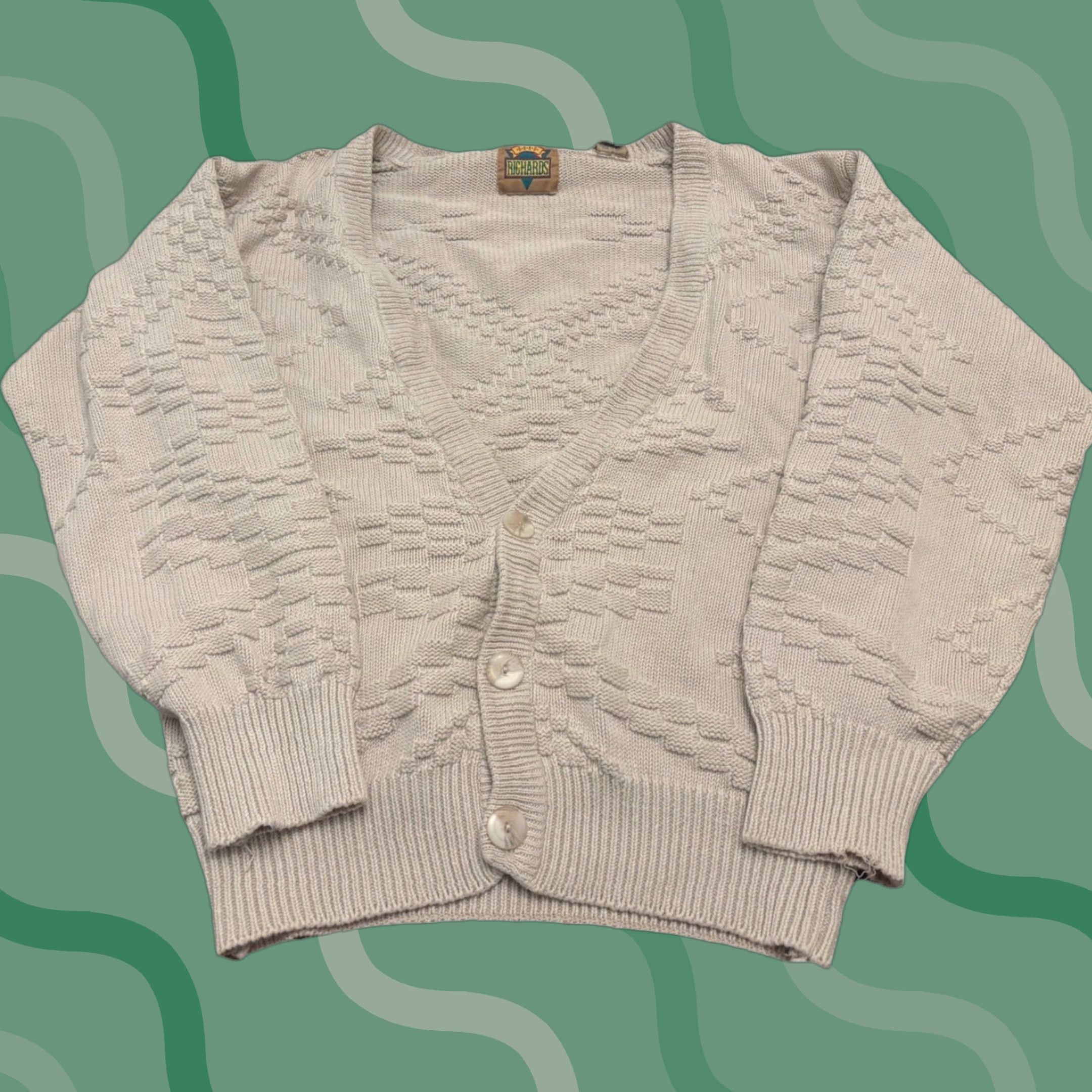 Vintage VINTAGE Cardigan Sweater Mens M 90s Chunky Knit Beige Long Sleeve V-Neck Oversized Heavyweight Relaxed Duke Brand Unbranded Knit Pattern Solid Caped? Size US M / EU 48-50 / 2 - 1 Thumbnail