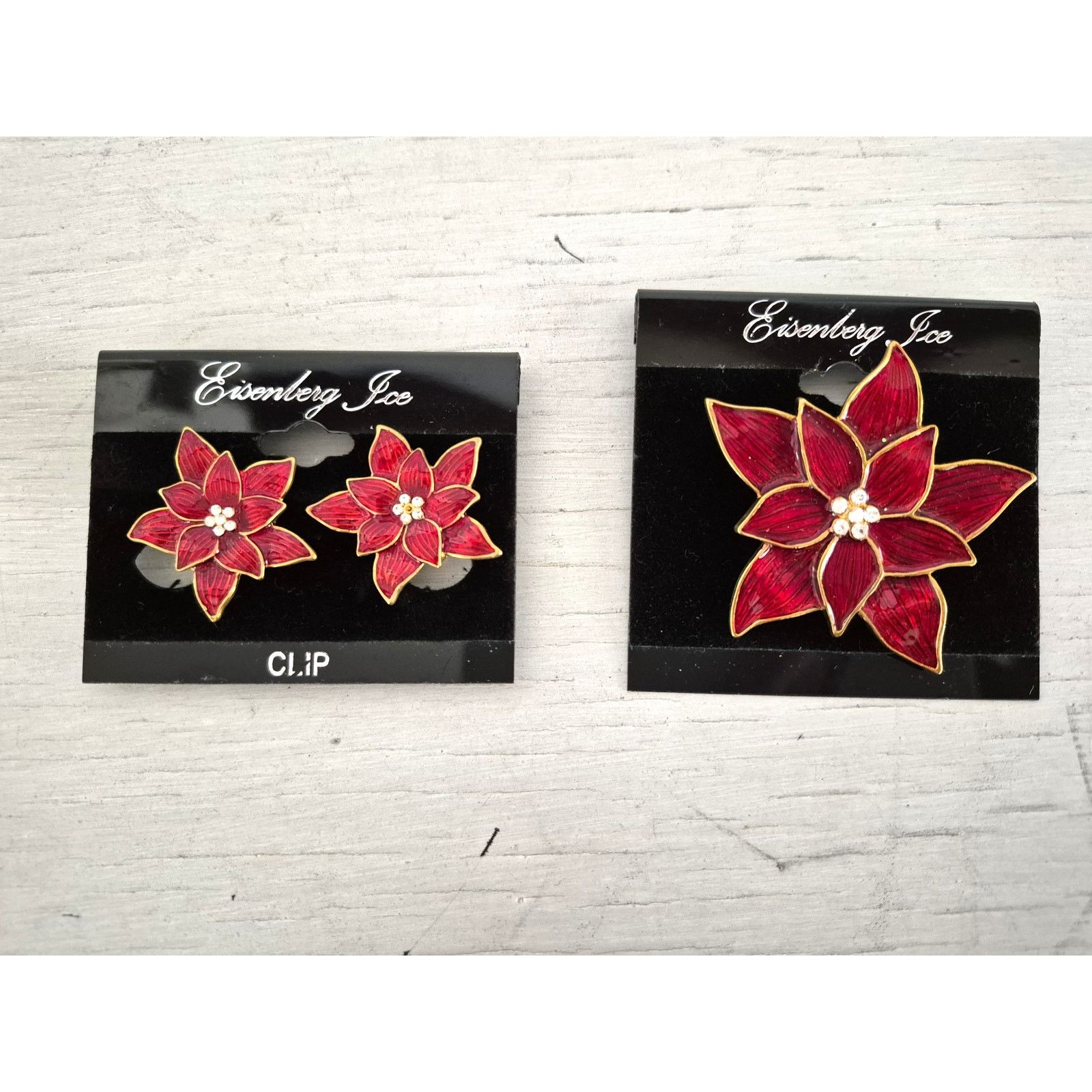Other Eisenberg Ice Poinsettia Red Enamel Holiday Brooch Earring Size ONE SIZE - 2 Thumbnail