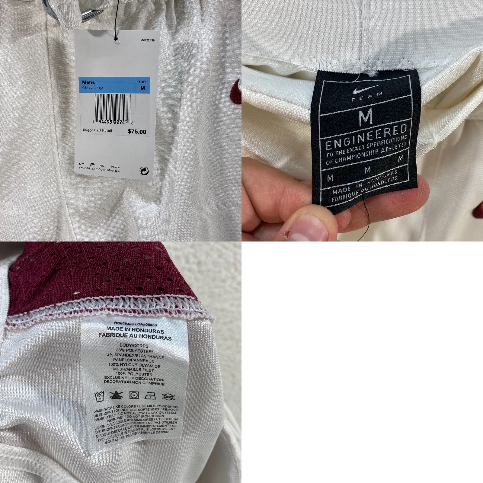 Nike NWT NIKE Football Pants C13771-104 White Crimson Size Men's Medium Football Pants Nike Pants Mens Medium White Crimson Red Size US 31 - 8 Thumbnail