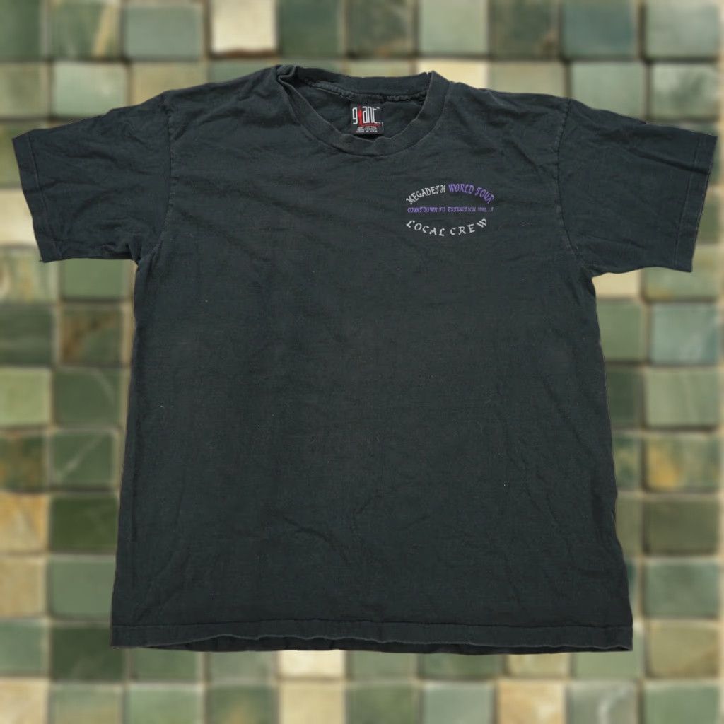 VINTAGE GIANT Megadeth Local Crew Countdown To Extinction 1992 T Shirt 90s XL Black Men Short Sleeve Graphic Print Cotton