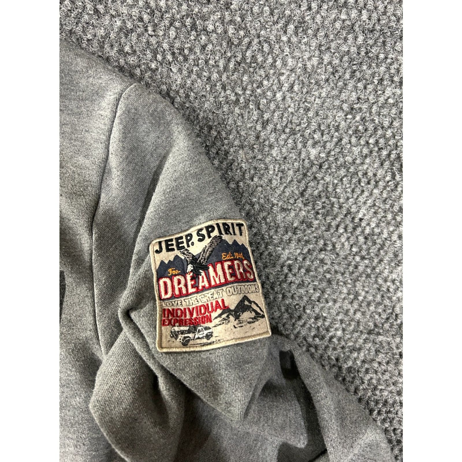 Jeep Jeep Sweatshirt Mens Medium Gray Graphic Print Pullover Hooded Crew Neck Pockets Regular Fit Sports Vintage No Size US M / EU 48-50 / 2 - 3 Thumbnail