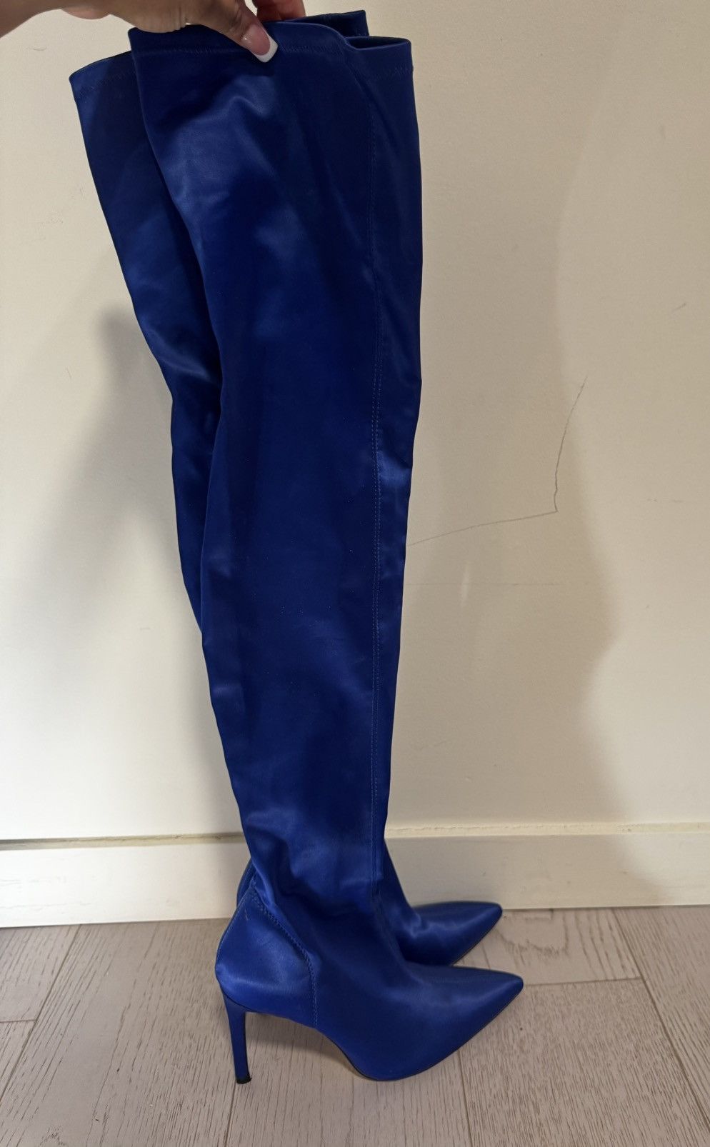 Zara Zara Over The Knee Satin Boots Size US 7 / IT 37 - 5 Thumbnail