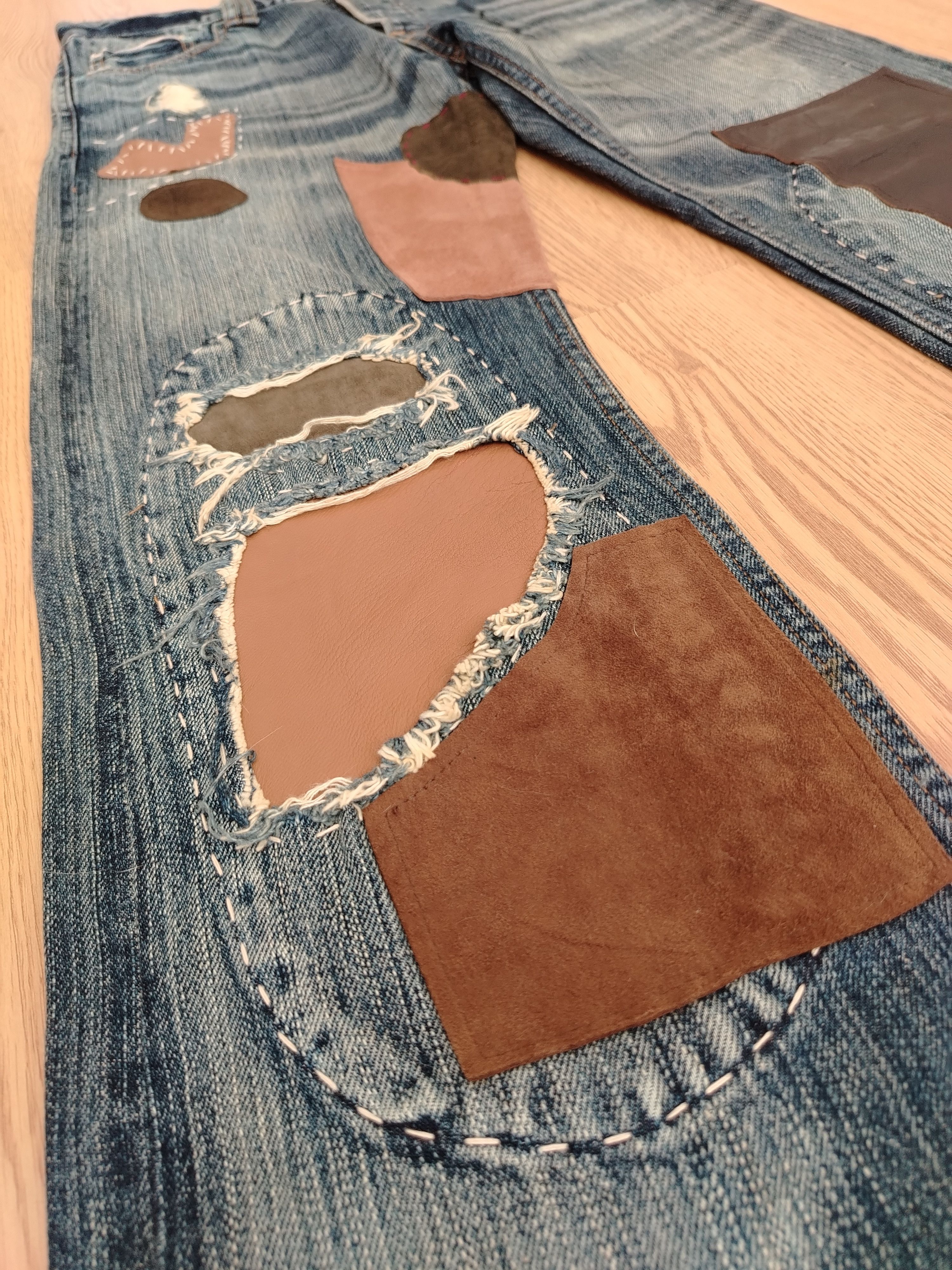 Vintage Sashiko Patchwork Jeans Bonds & Peace Size US 32 / EU 48 - 6 Thumbnail