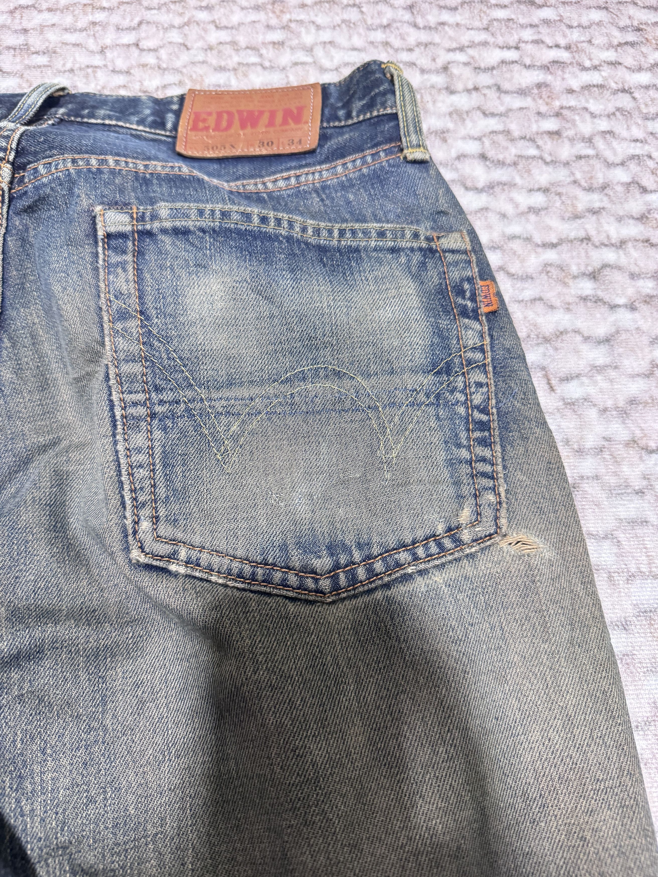 Edwin Vintage Edwin 505X Rusty Natural Distressed Selvadge Jeans Size US 30 / EU 46 - 9 Thumbnail