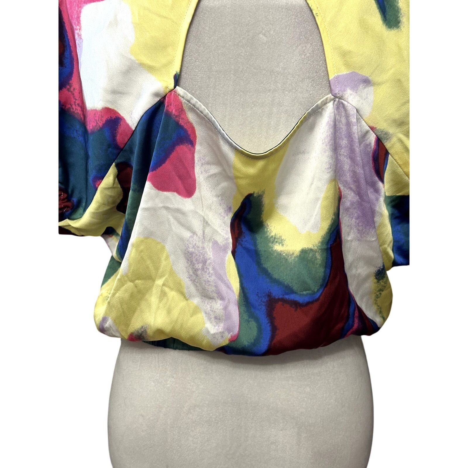 Other Open Edit Satin Blouse Cut Out Back Multicolor Womens M NWOT Size M / US 6-8 / IT 42-44 - 6 Thumbnail