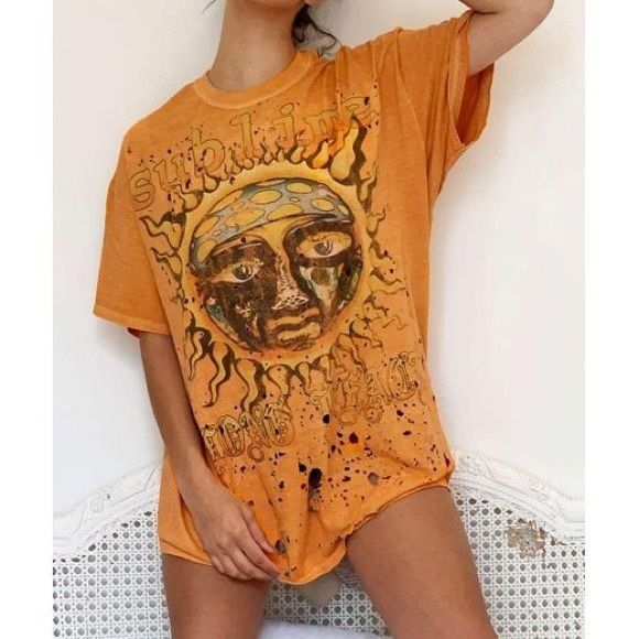 Urban Outfitters NWT URBAN OUTFITTERS SUBLIME ORANGE DESTROYED TEE SZ S/M Size S / US 4 / IT 40 - 3 Thumbnail