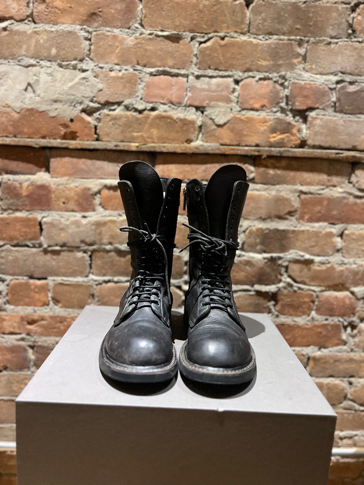 Rick Owens Rick Owens Leather Combat Boots – Side Zip – 45488 Size US 8 / EU 41 - 3 Thumbnail
