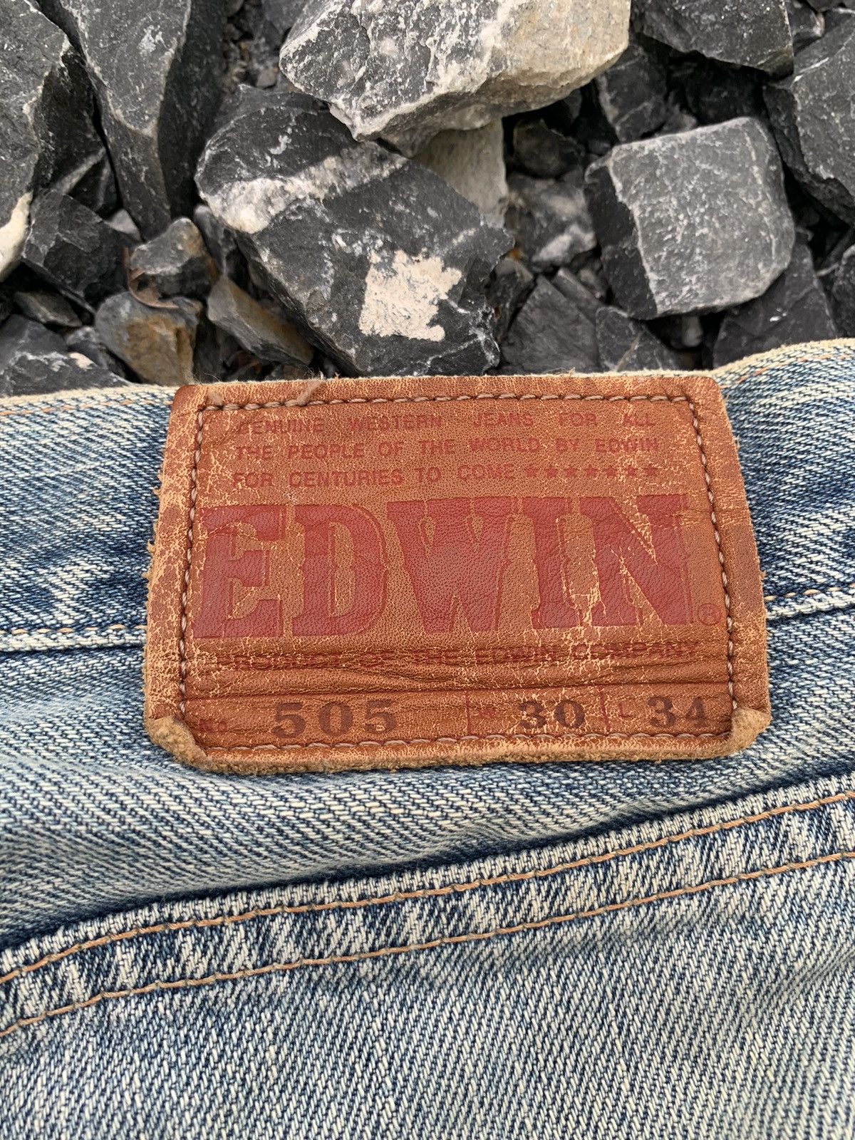 Kapital VINTAGE EDWIN 505 SELVEDGE FADED RUSTY DISTRESSED DENIM Size US 31 - 9 Thumbnail