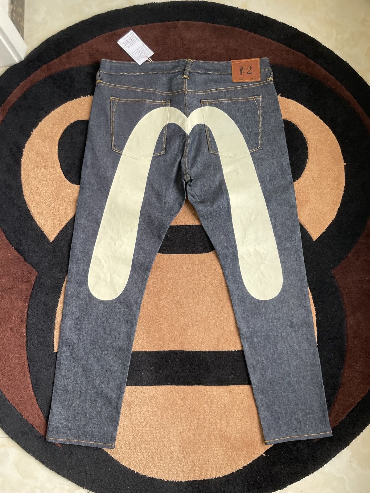 Image of Evisu White Daicock Style Jeans！size：38X34 in Black Blue, Men's