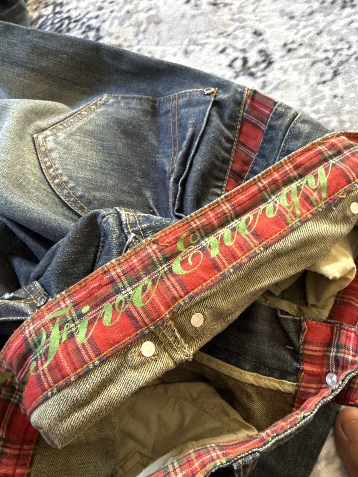 Japanese Brand Vintage Junya Watanabe Tornado Mart Style Double Waist Jeans Size US 30 / EU 46 - 25 Thumbnail