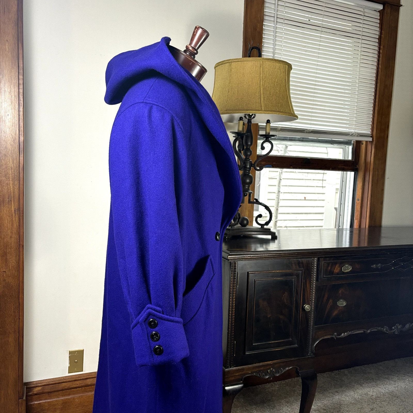 Other International Scene Unisex Pure Wool Purple Overcoat Jacket Size L / US 10 / IT 46 - 9 Thumbnail